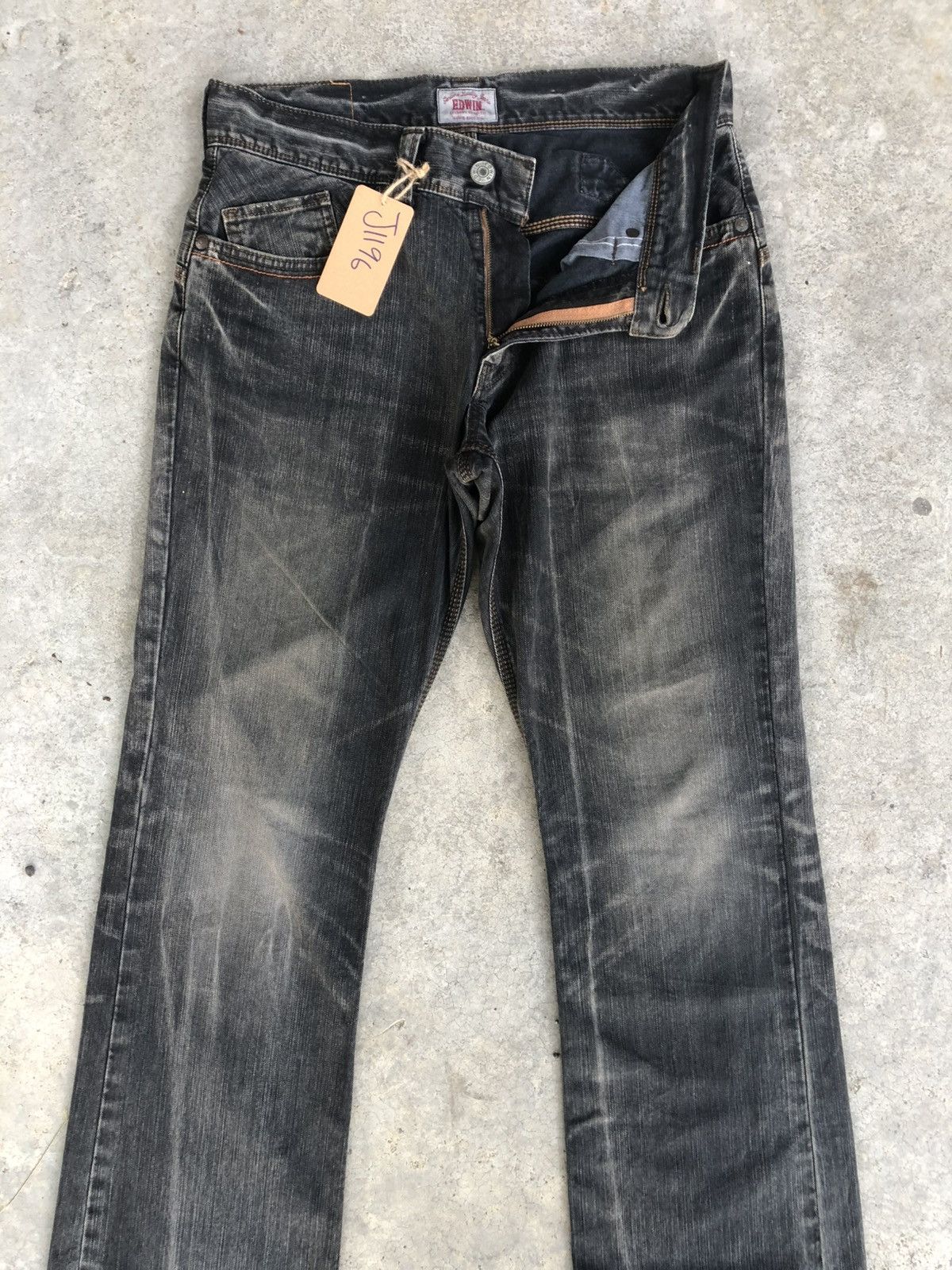 If Six Was Nine Japanese Edwin XV Flared Jeans Distressed Denim Size US 33 - 3 Thumbnail