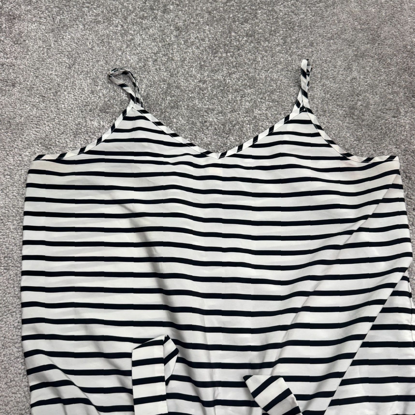 J.Crew J.Crew Romper Womens Medium Black White Striped Spaghetti Strap Tie Waist Casual Size 32" / US 10 / IT 46 - 7 Thumbnail