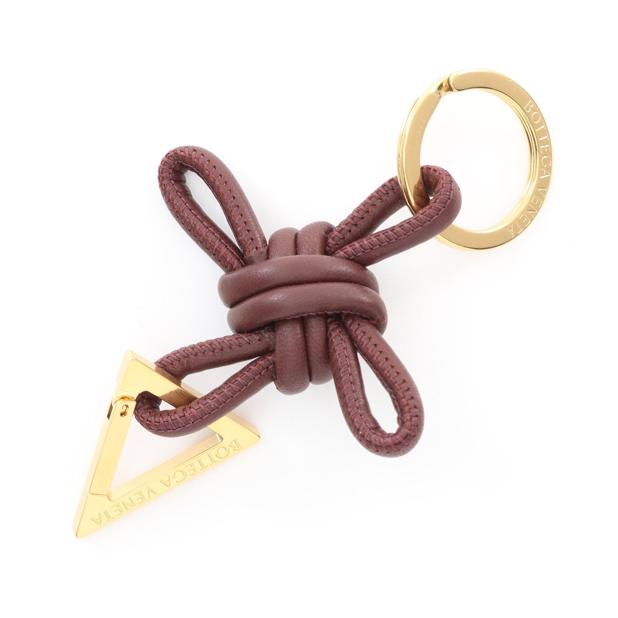 Bottega Veneta Bottega Veneta Triangle Key Ring Bag Charm Leather Bordeaux Gold Size ONE SIZE - 1 Thumbnail
