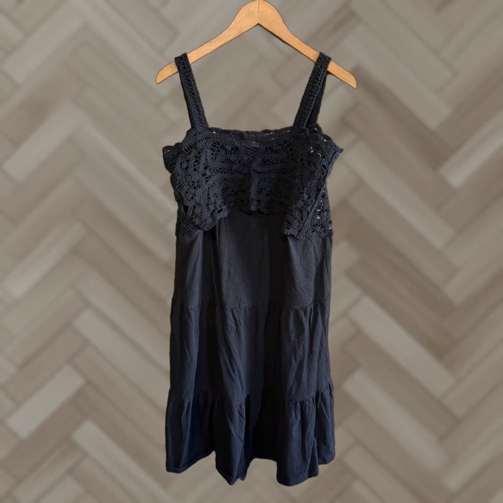 Gap VINTAGE GAP Women's Black Dress XL Crochet Top A-Line Sleeveless Size XL / US 12-14 / IT 48-50 - 1 Thumbnail