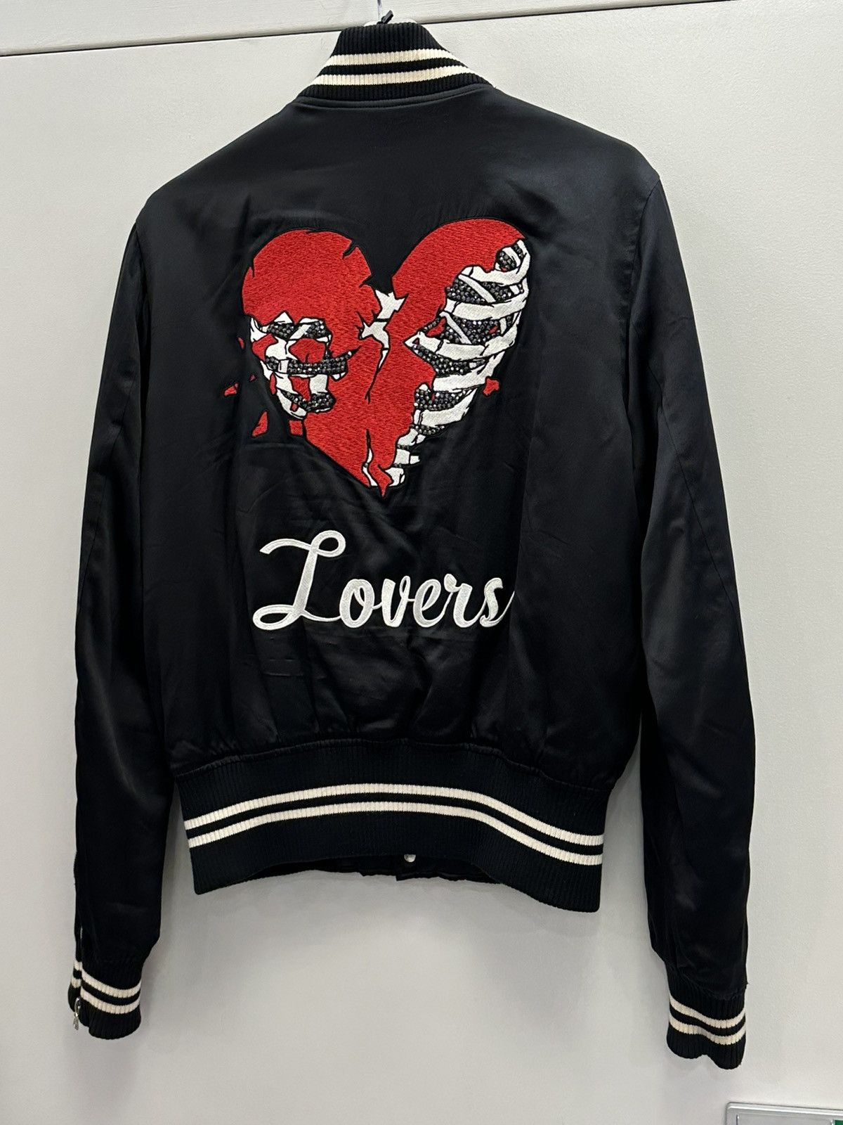Amiri Amiri Lovers Silk Striped Embroidered Bomber Jacket Size US L / EU 52-54 / 3 - 1 Thumbnail