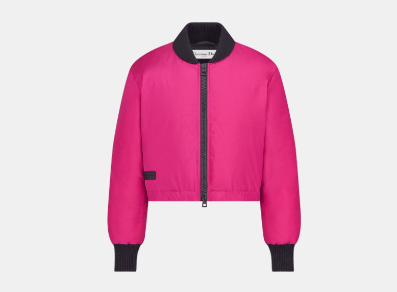 Dior o1w1db11225 457C66 Cropped Bomber Jacket in Bright Pink Size M / US 6-8 / IT 42-44 - 1 Thumbnail