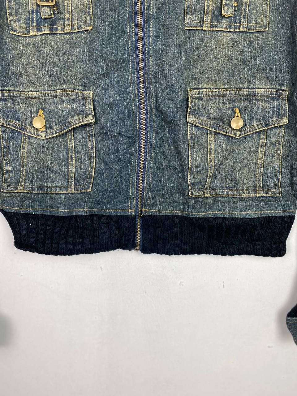 Japanese Brand vintage japanese brands denim jacket knitted sleeves Size M / US 6-8 / IT 42-44 - 3 Thumbnail