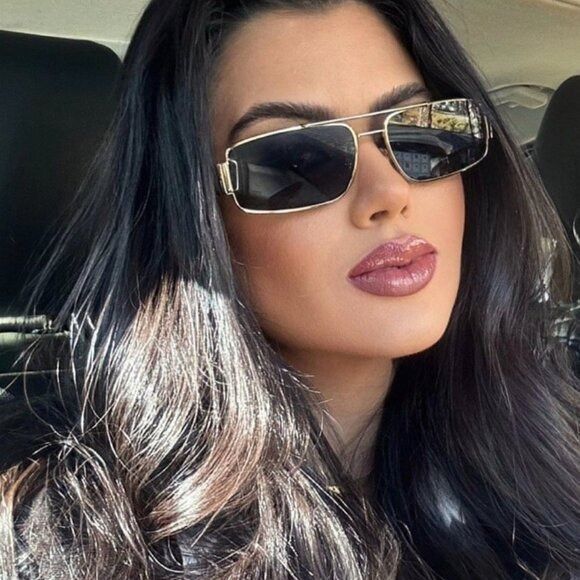 Versace Versace VE2257 100287 Sunglasses Gold Rectangle Frame Size ONE SIZE - 1 Thumbnail