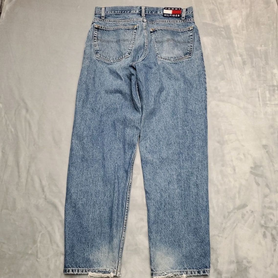Tommy Hilfiger Vintage Tommy Hilfiger Jeans Mens 34x32 Faded Blue Denim Relaxed Loose Retro Y2K Jeans Mens 34 Blue 90s USAAmerican Mens Jeans Size US 34 / EU 50 - 5 Thumbnail