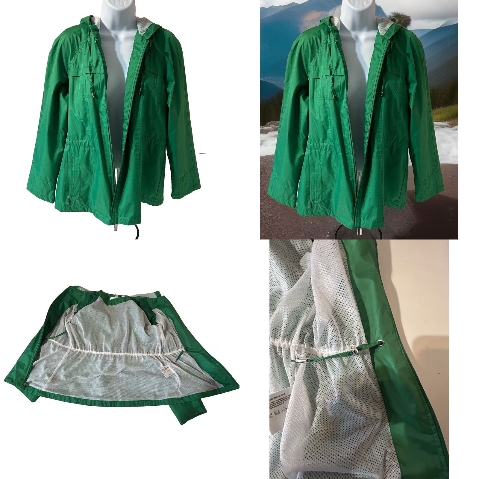 Vintage Raincoat Fleet Street LTD Hooded Women Size Petite Medium Green Full Zip RN5041 Size M / US 6-8 / IT 42-44 - 9 Thumbnail