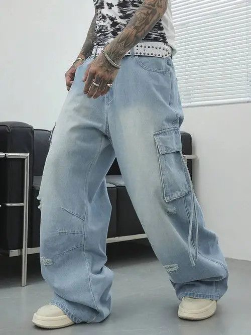 Designer × Japanese Brand × Vintage y2k baggy cargo hiphop Faded pants Size US 34 / EU 50 - 1 Thumbnail