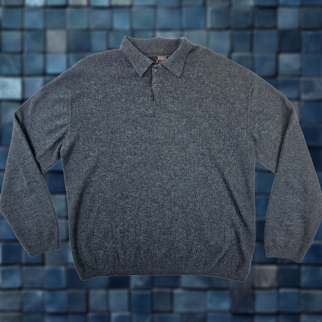 Vintage J. Ferrar 100% Merino Wool Polo Sweater Men L Long Sleeve Heathered Teal Woolen Pullover Size US L / EU 52-54 / 3 - 1 Thumbnail