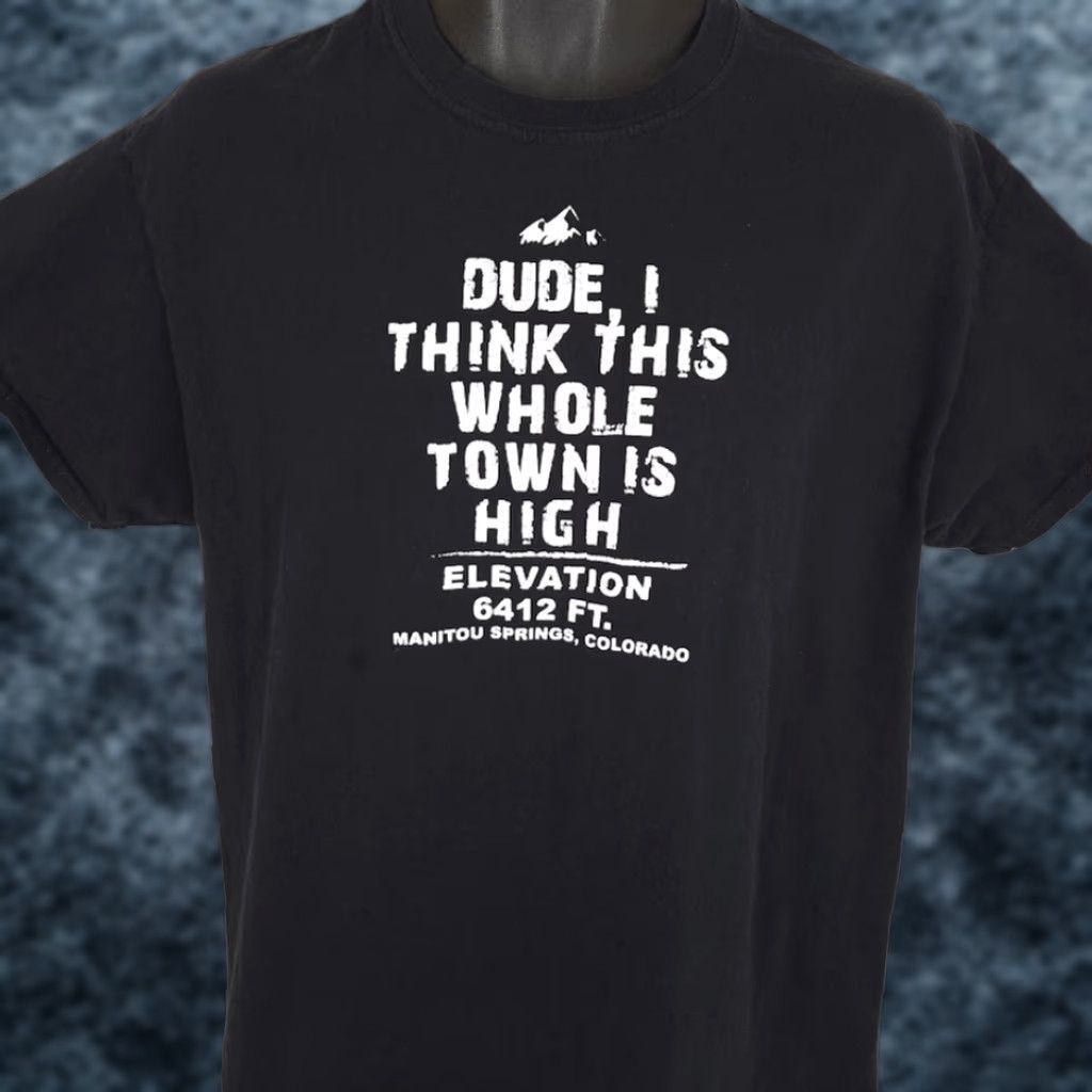 Gildan Manitou Springs T Shirt Mens Size Large Black Colorado Town Is High Gildan Shirt Adult Large Black Colorado Travel Souvenir Funny Mountain 2010s Mens Size US L / EU 52-54 / 3 - 1 Thumbnail