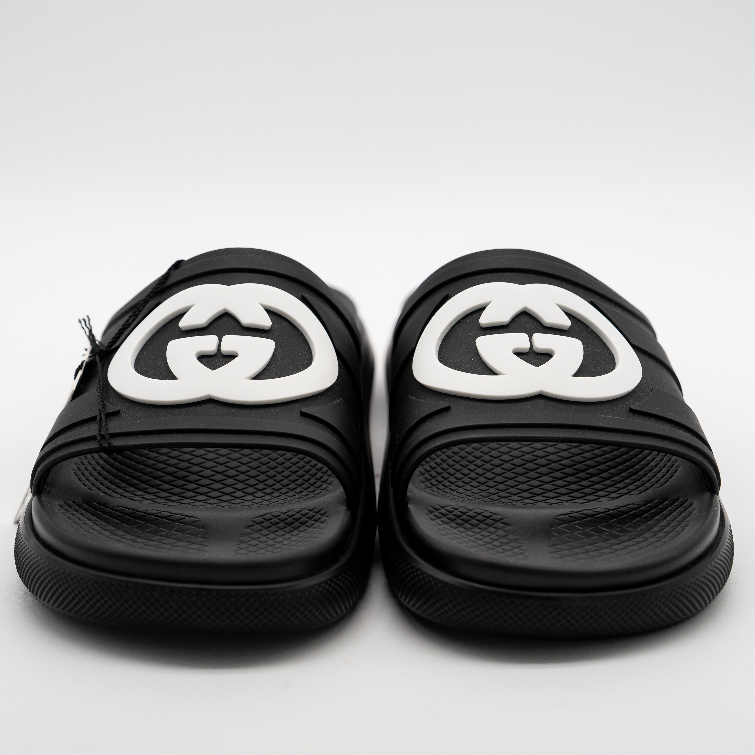 Gucci 14.5 US Gucci Black GG Rubber Slides Sandals White Size US 15 / EU 48 - 2 Thumbnail