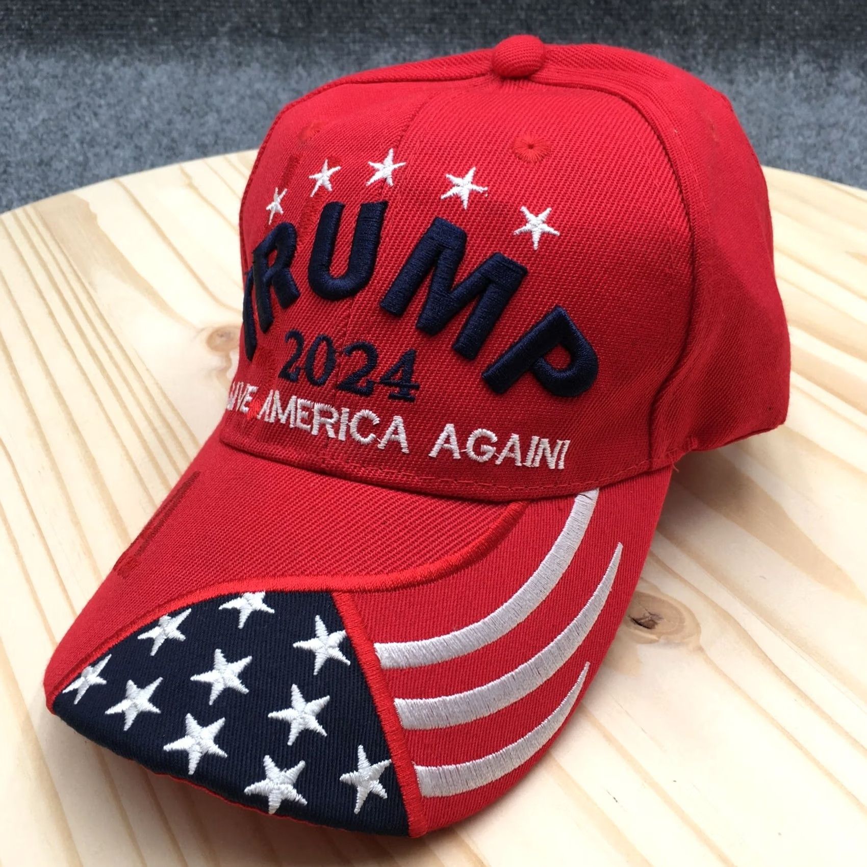 Logo 7 Trump 2024 Baseball Cap Mens Red OS Adjustable Curved Brim Embroidered Logo Size ONE SIZE - 2 Thumbnail