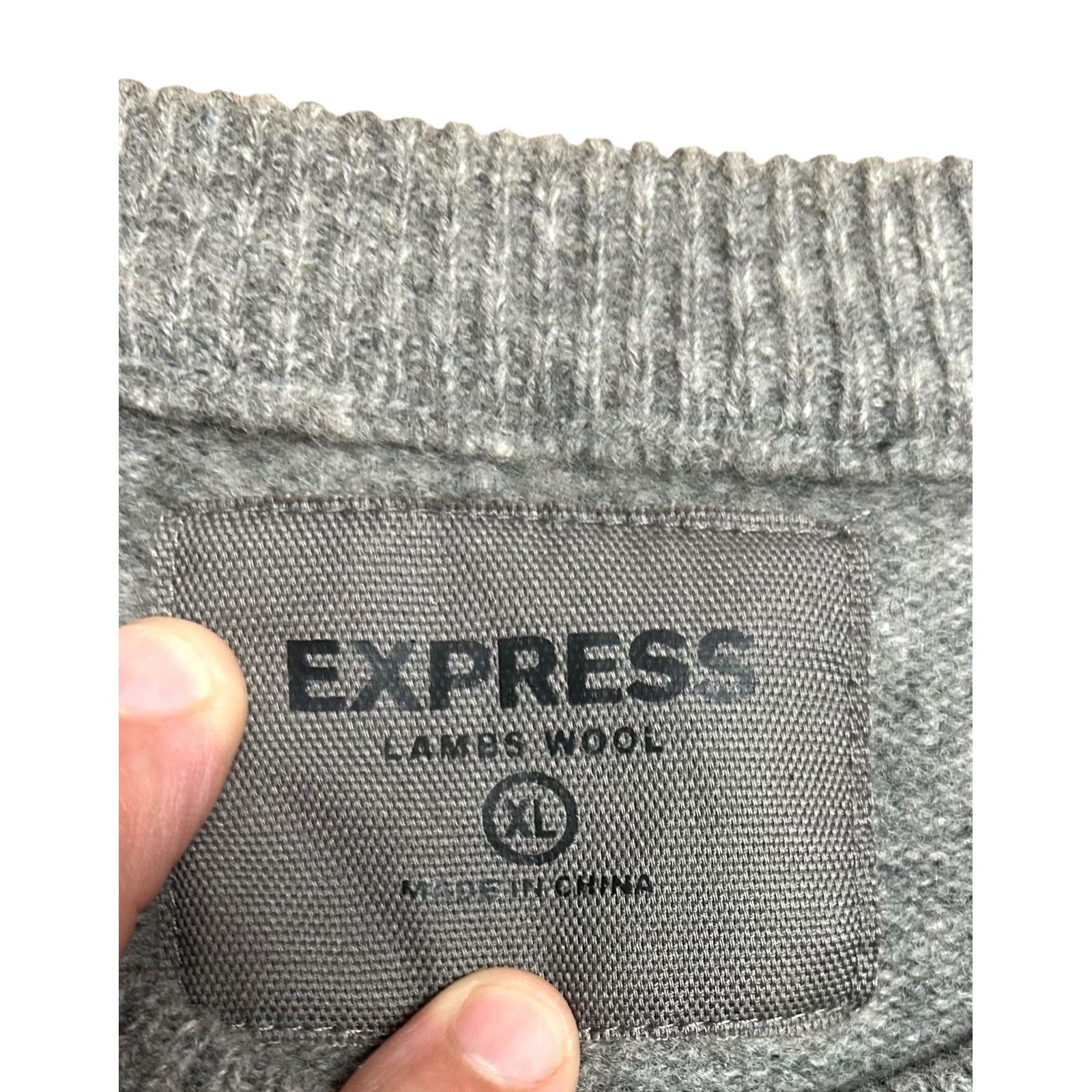Express Express Black - Red 100% Lambs Wool Men XL Pullover Long Sleeve Sweater Shirt Knit Logo Pattern Striped Cable Woolen Crew Neck Fall Winter Mens Size US XL / EU 56 / 4 - 7 Thumbnail