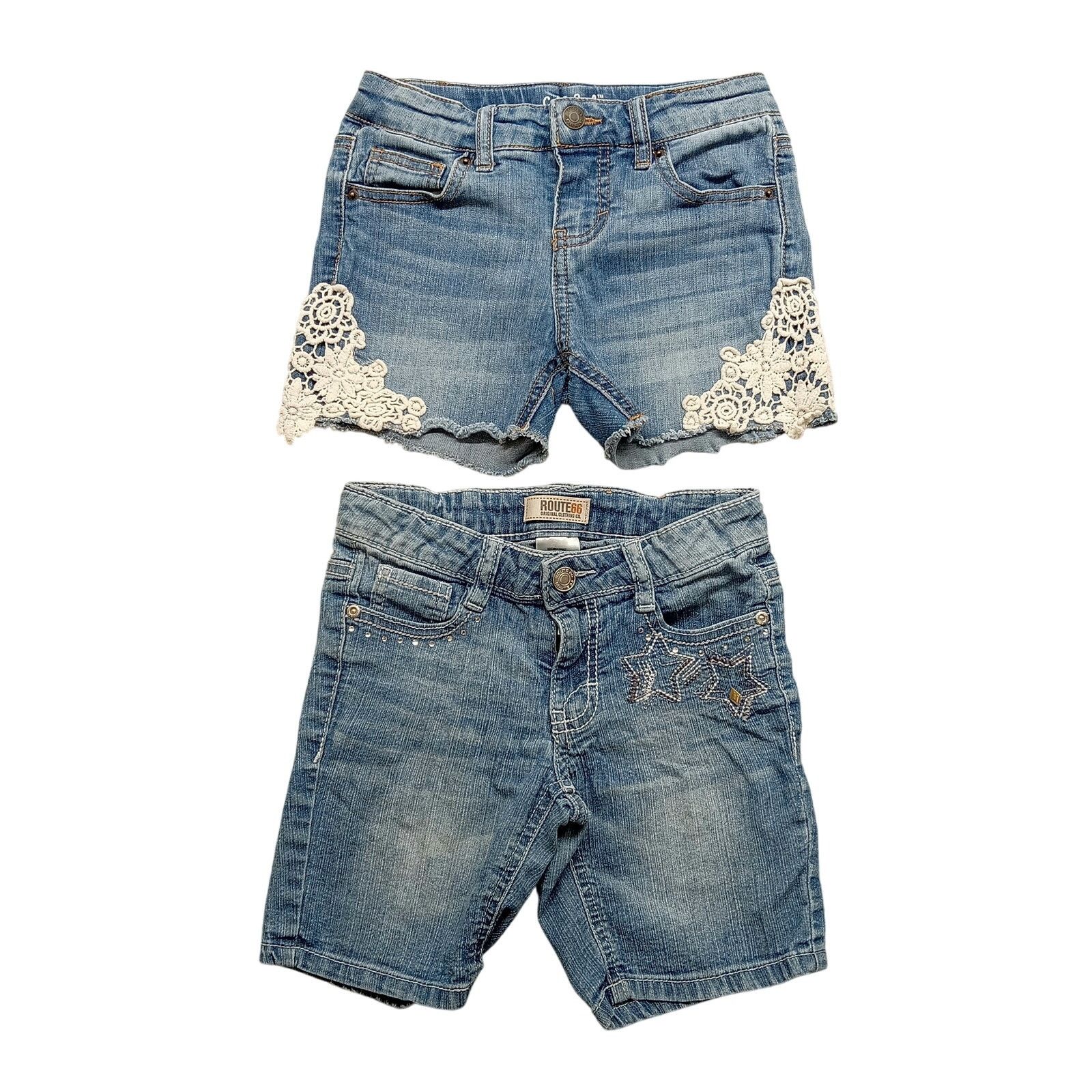 Route 66 Lot of 2 Jean Shorts Route 66 Cat & Jack Girls 7 Mixed Brand Size 24" / US 00 / IT 34 - 1 Thumbnail