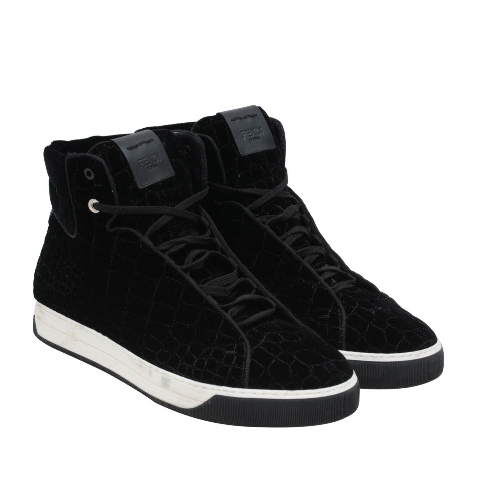 Fendi High Top Sneaker Black Velour Croc Stamped Ru Size US 12 / EU 45 - 9 Thumbnail