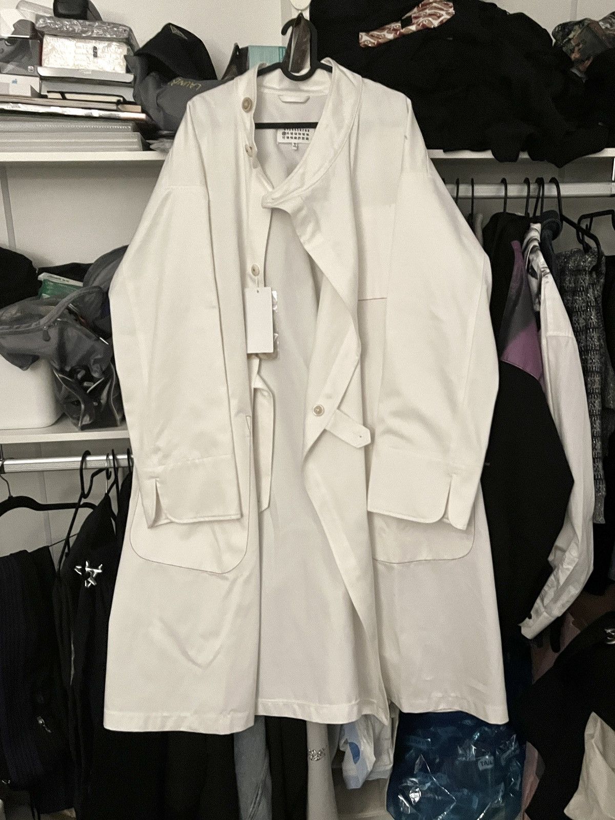 image of Archival Clothing x Maison Margiela Deconstructed White Trench Coat, Men's (Size Medium)