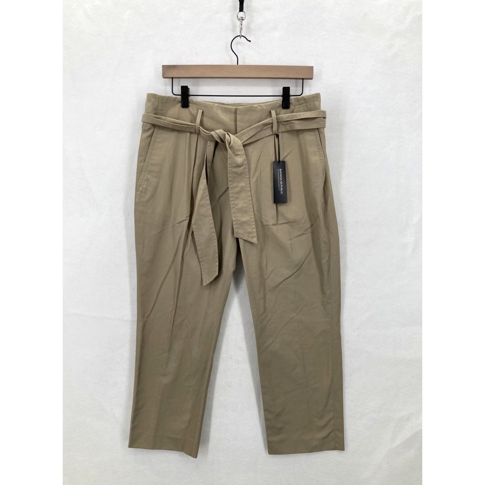 Banana Republic VINTAGE Banana Republic Pants Womens 10 Khaki Tie Waist Crop Pleated Tapered Belted NWT Size 32" / US 10 / IT 46 - 2 Thumbnail