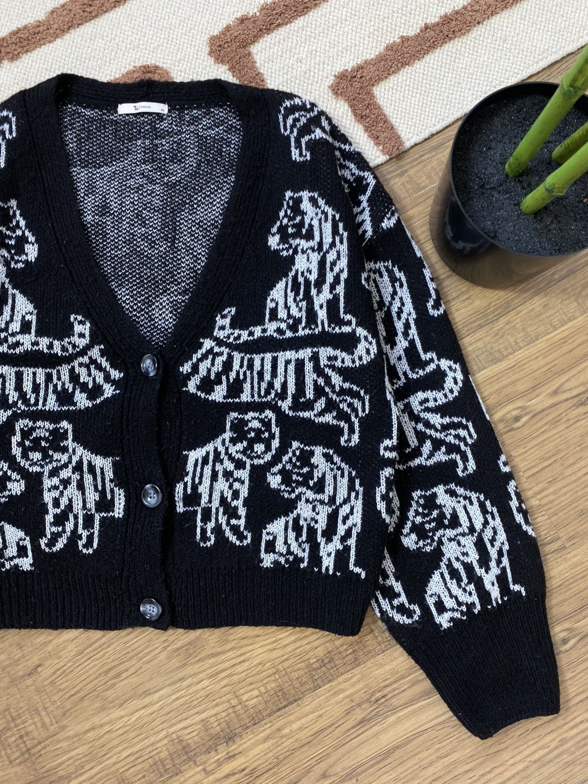 Vintage PANTHER ANIMAL PRINT SWEATER CARDIGAN Size M / US 6-8 / IT 42-44 - 4 Thumbnail
