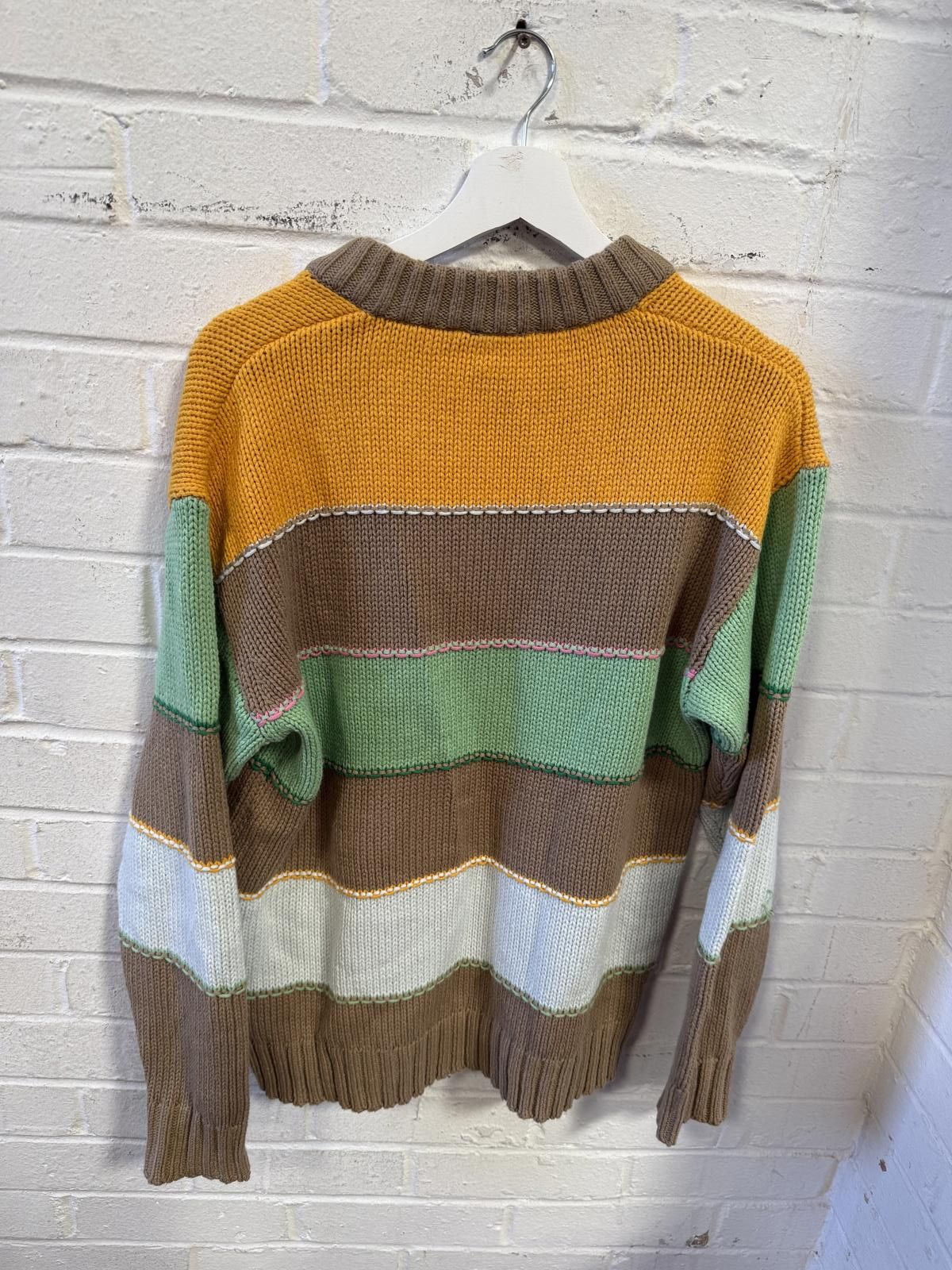 Zara Zara Colorblock V-Neck Sweater Size ONE SIZE - 3 Thumbnail
