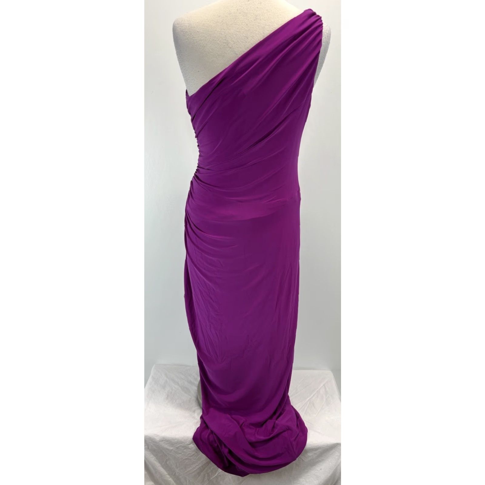 Ralph Lauren Lauren Ralph Lauren One Shoulderjersey Evening Dress Women’s 14 Fuchsia Stretch Size XL / US 12-14 / IT 48-50 - 3 Thumbnail