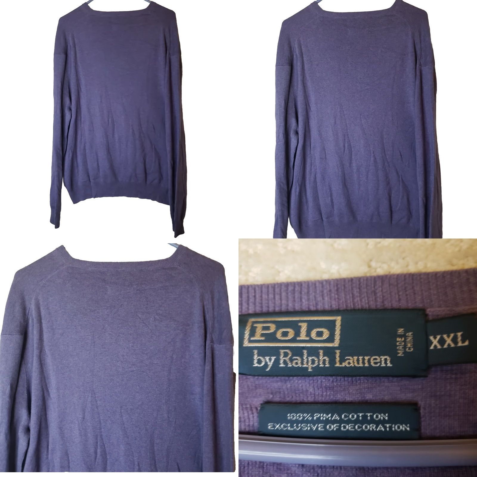 Ralph Lauren Polo Ralph Lauren Sweater Men XXL Purple Pullover V-Neck Long Sleeve Pima Cotton Kid? Size US XXL / EU 58 / 5 - 8 Thumbnail