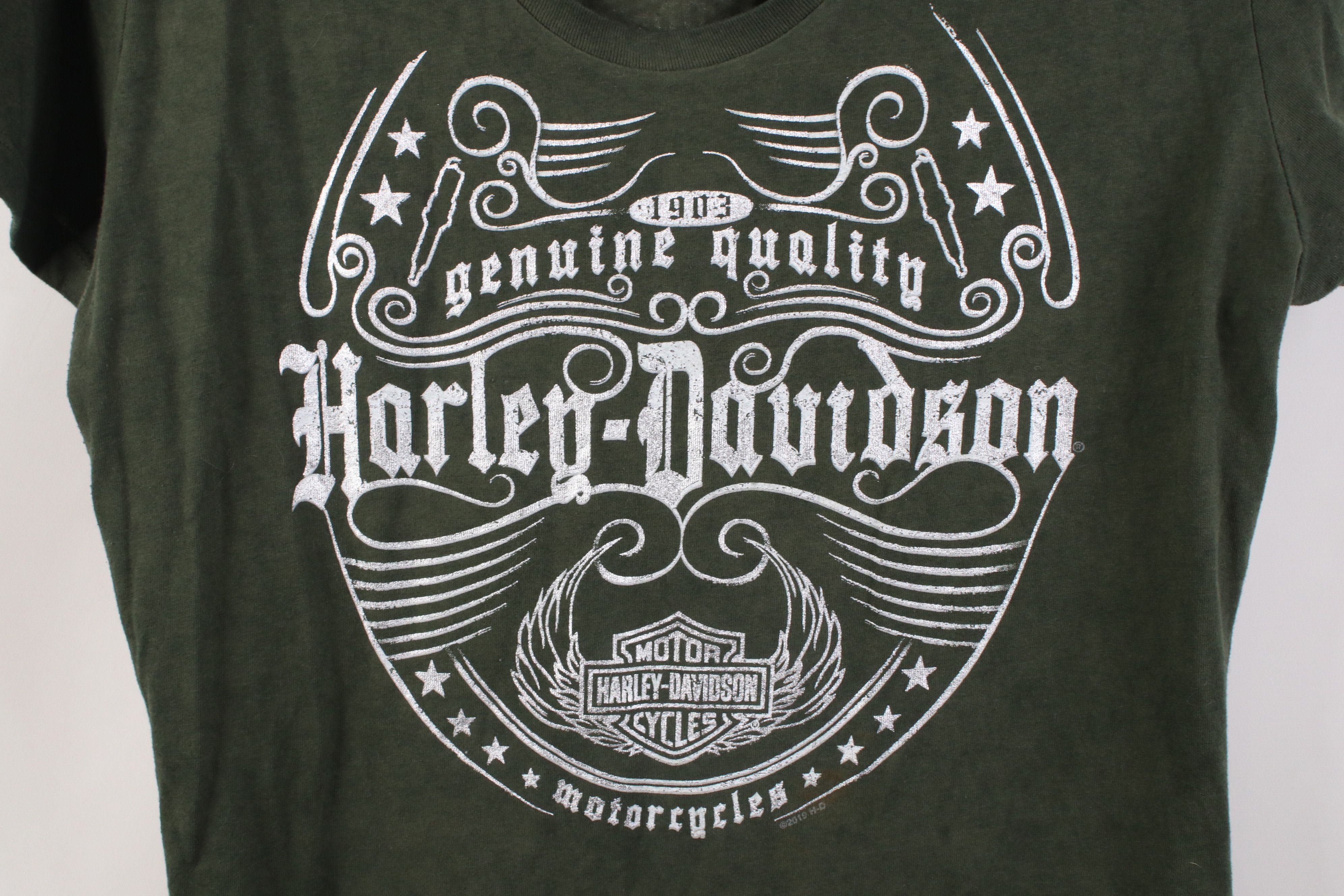 Harley Davidson Y2K Harley Davidson Spell Out Acid Wash T-Shirt Green Size M / US 6-8 / IT 42-44 - 4 Thumbnail