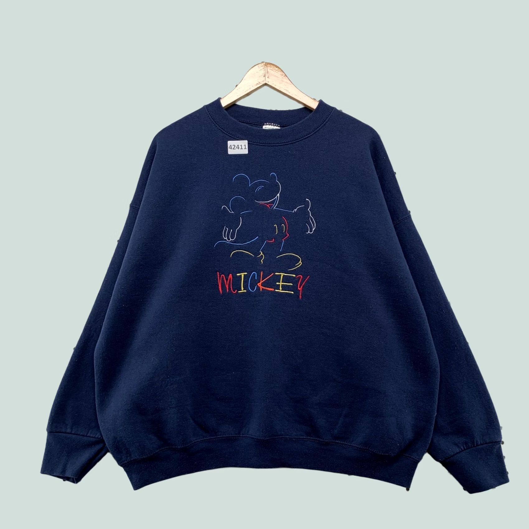 Mickey & Co. VINTAGE Mickey & Co. Sweatshirt Mens 2XL Navy Embroidered 90s Mickey Mouse Crew Neck Pullover Blue Shirt Size US XXL / EU 58 / 5 - 1 Thumbnail