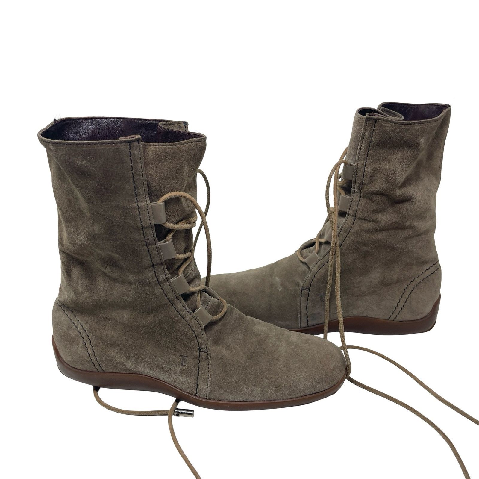 Tod's Tod's Grey Suede Lace-Up Ankle Boots 38.5 US 6 Size US 6 / IT 36 - 1 Thumbnail