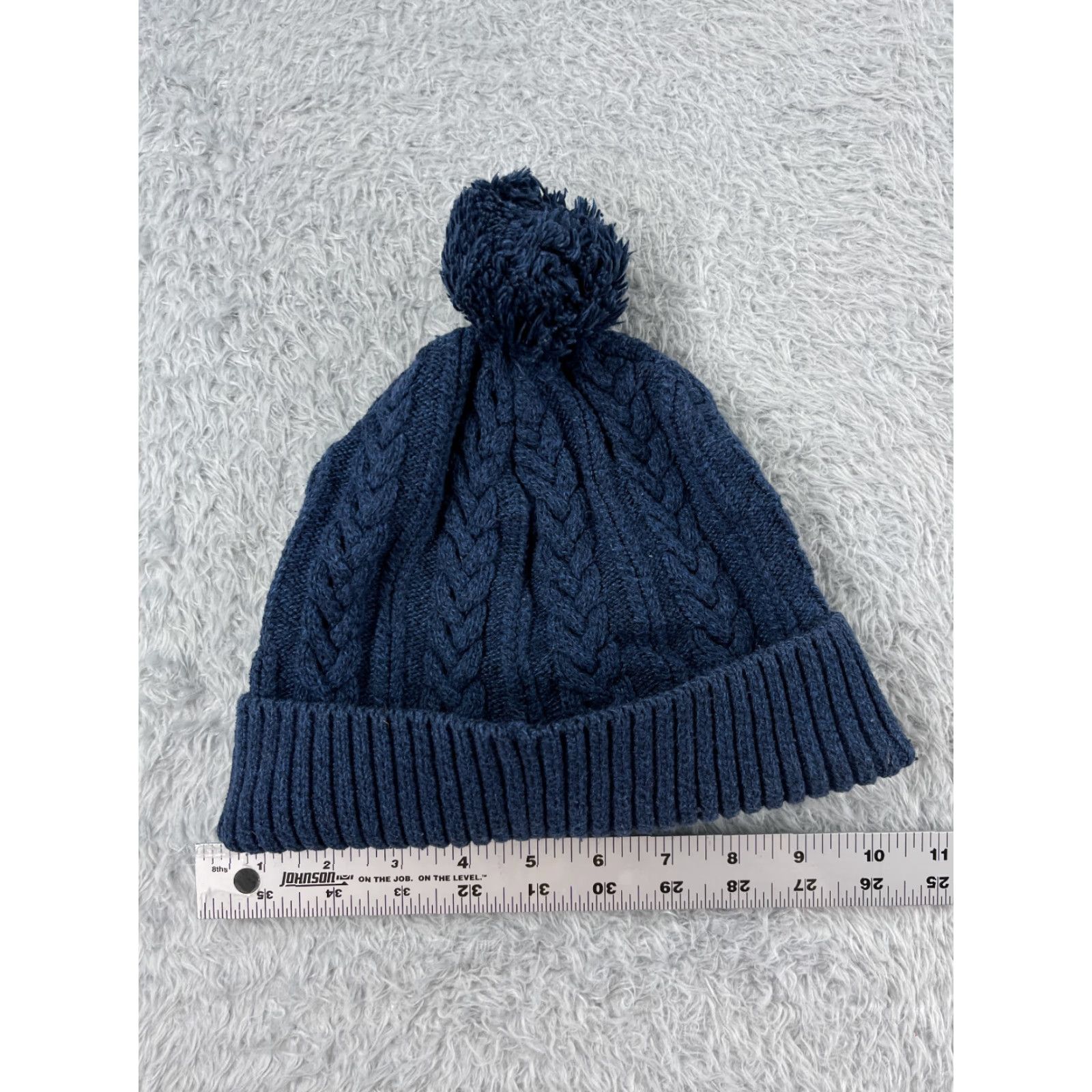 Vintage Womens Beanie Toque Blue Cable Knit Acrylic Polyester Blend One Size Knit Hat Ski Pom Beanie Womens Accessories Casual Outdoor Swirl 90s Size ONE SIZE - 4 Thumbnail