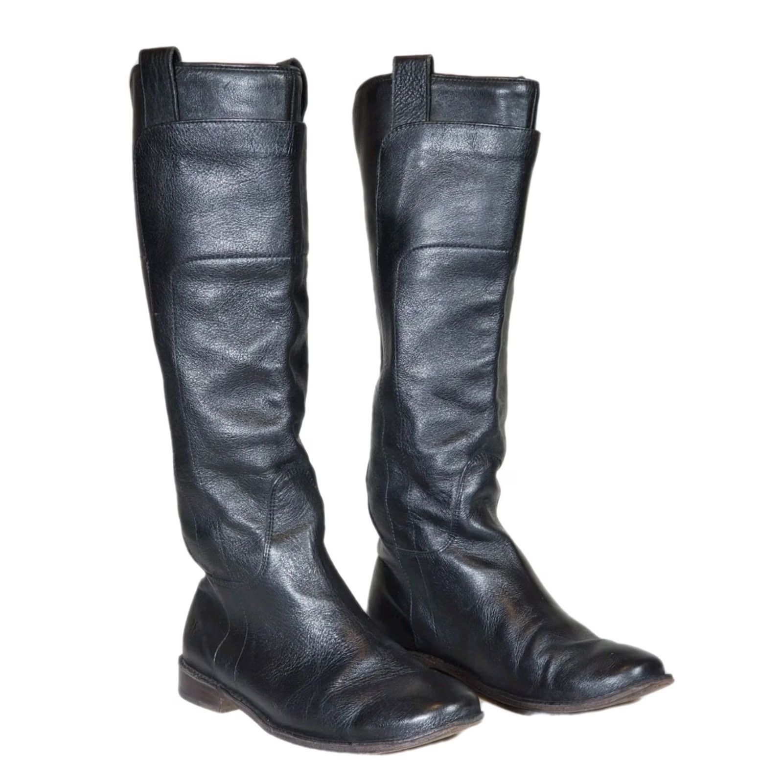 Frye FRYE Paige Tall Riding Boots Black Leather Knee High Mexico 77535 Women's US 7 C Size US 7 / IT 37 - 2 Thumbnail