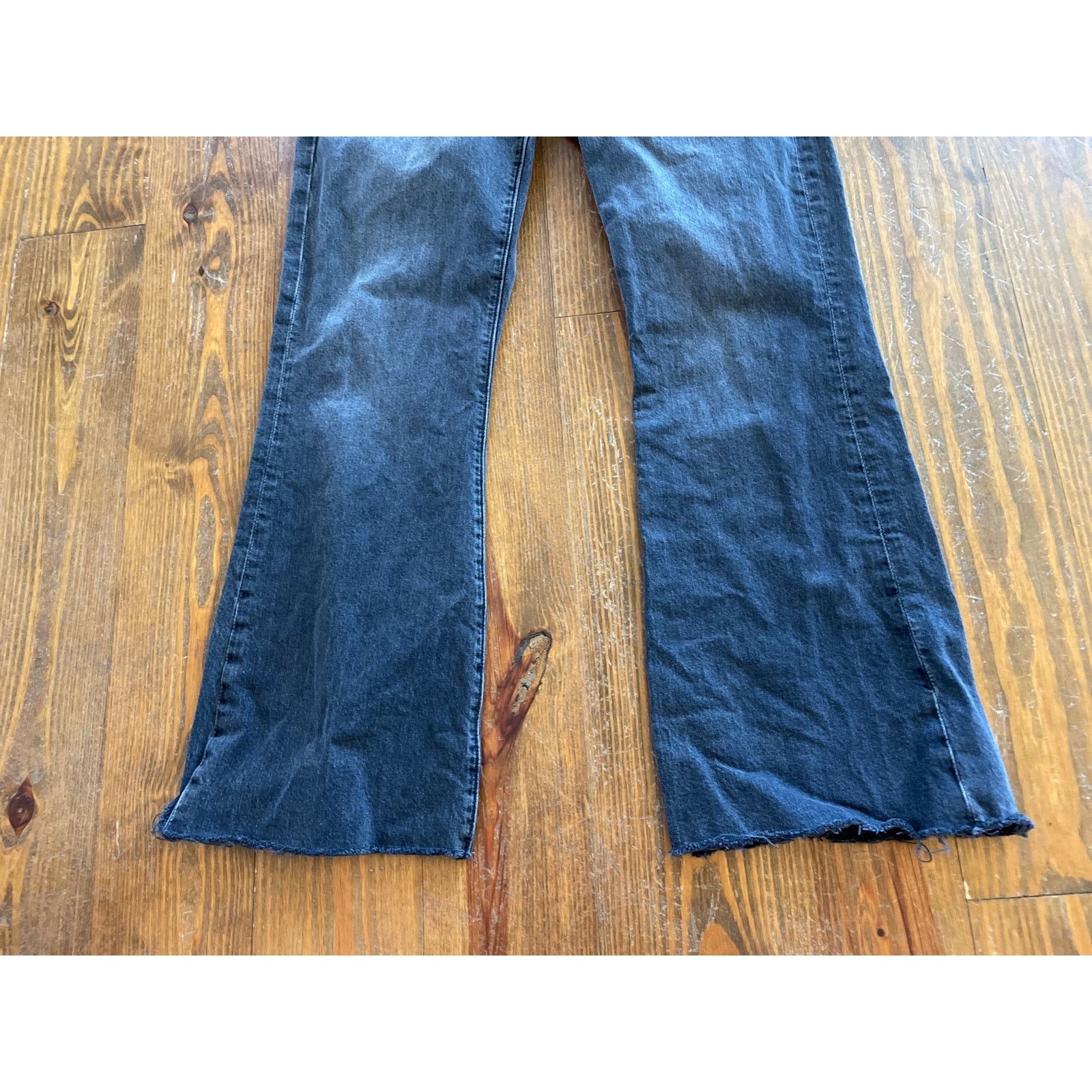 Loft Loft High Waist Sandal Flare Distressed Hem Black Jeans,27/4 Size 27" / US 4 / IT 40 - 4 Thumbnail