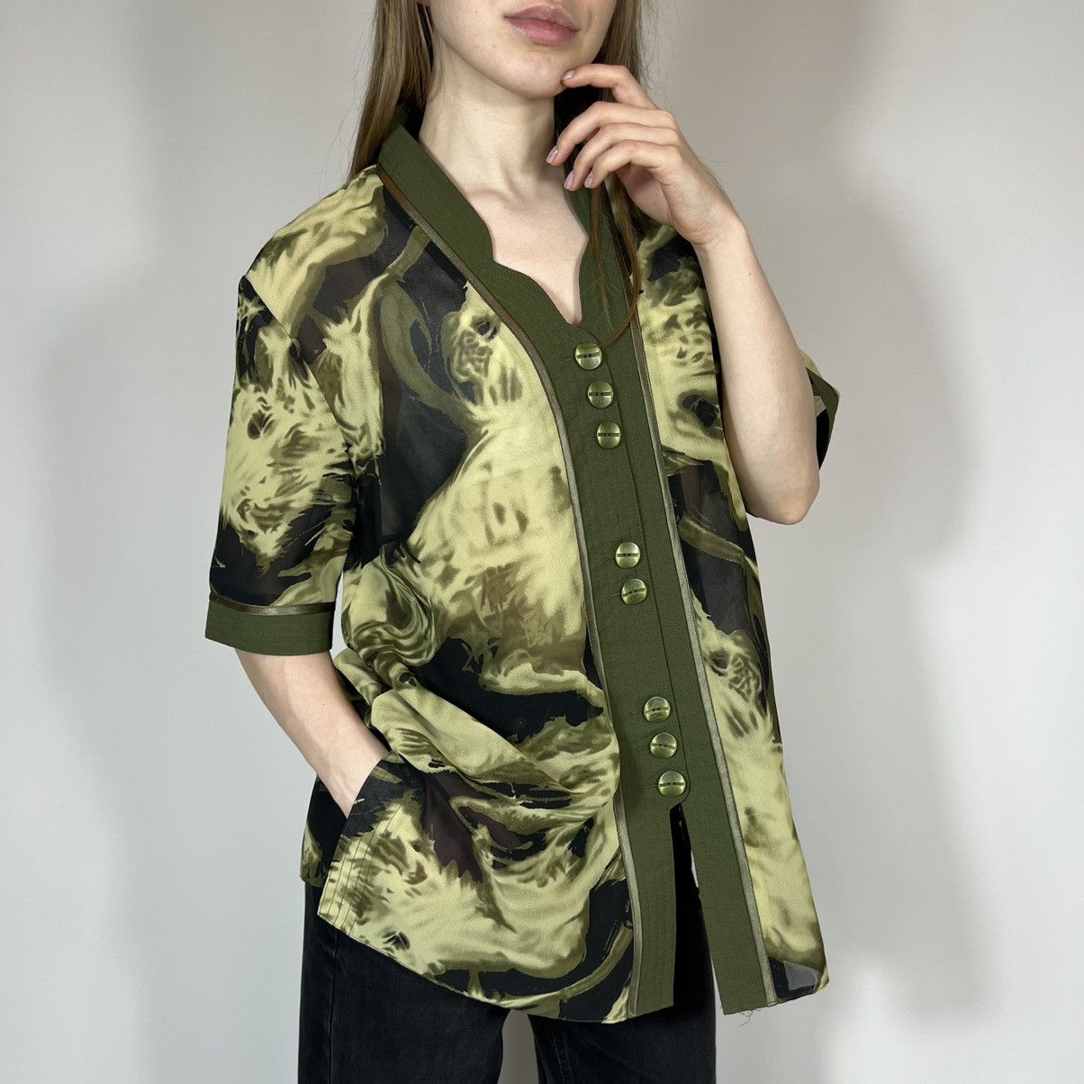 Japanese Brand Vintage Y2K Japanese Style Retro Abstract Print Shirt 90s Size L / US 10 / IT 46 - 2 Thumbnail