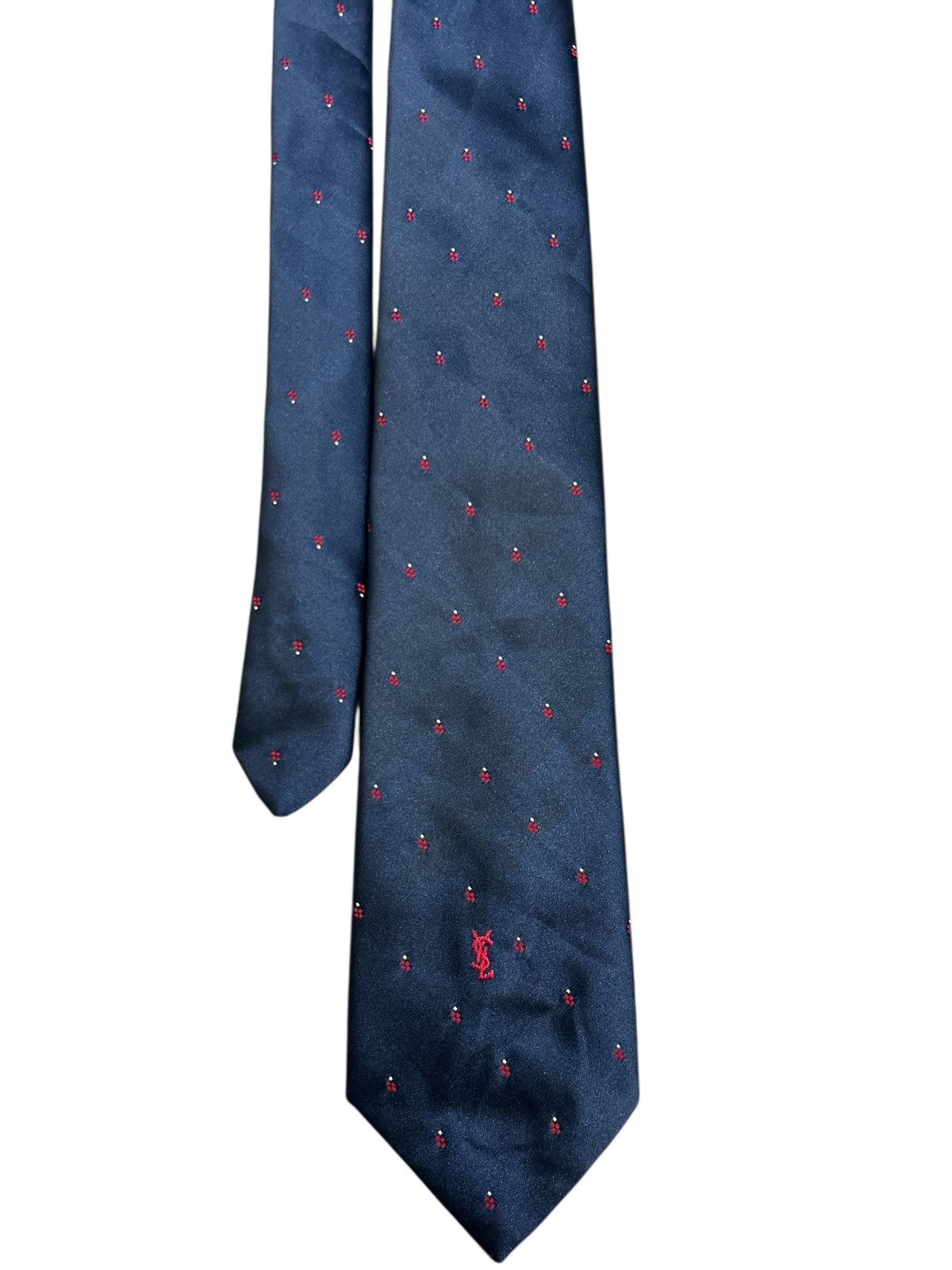Yves Saint Laurent Yves Saint Laurent Navy Micro-Pattern Necktie Size ONE SIZE - 1 Thumbnail