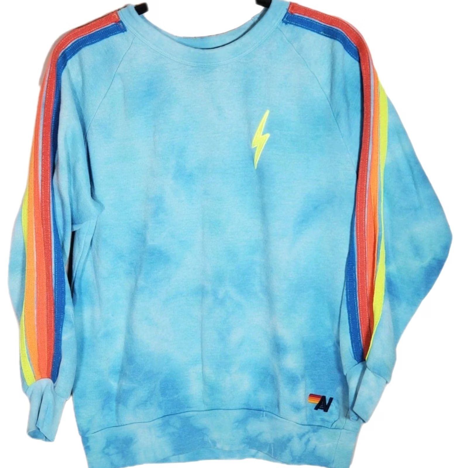Aviator Nation Aviator Nation Bolt Sweatshirt Crewneck Blue Tie Dye 5 Stripe Women's S Pullover Knit Raglan Sleeve Casual Size S / US 4 / IT 40 - 2 Thumbnail