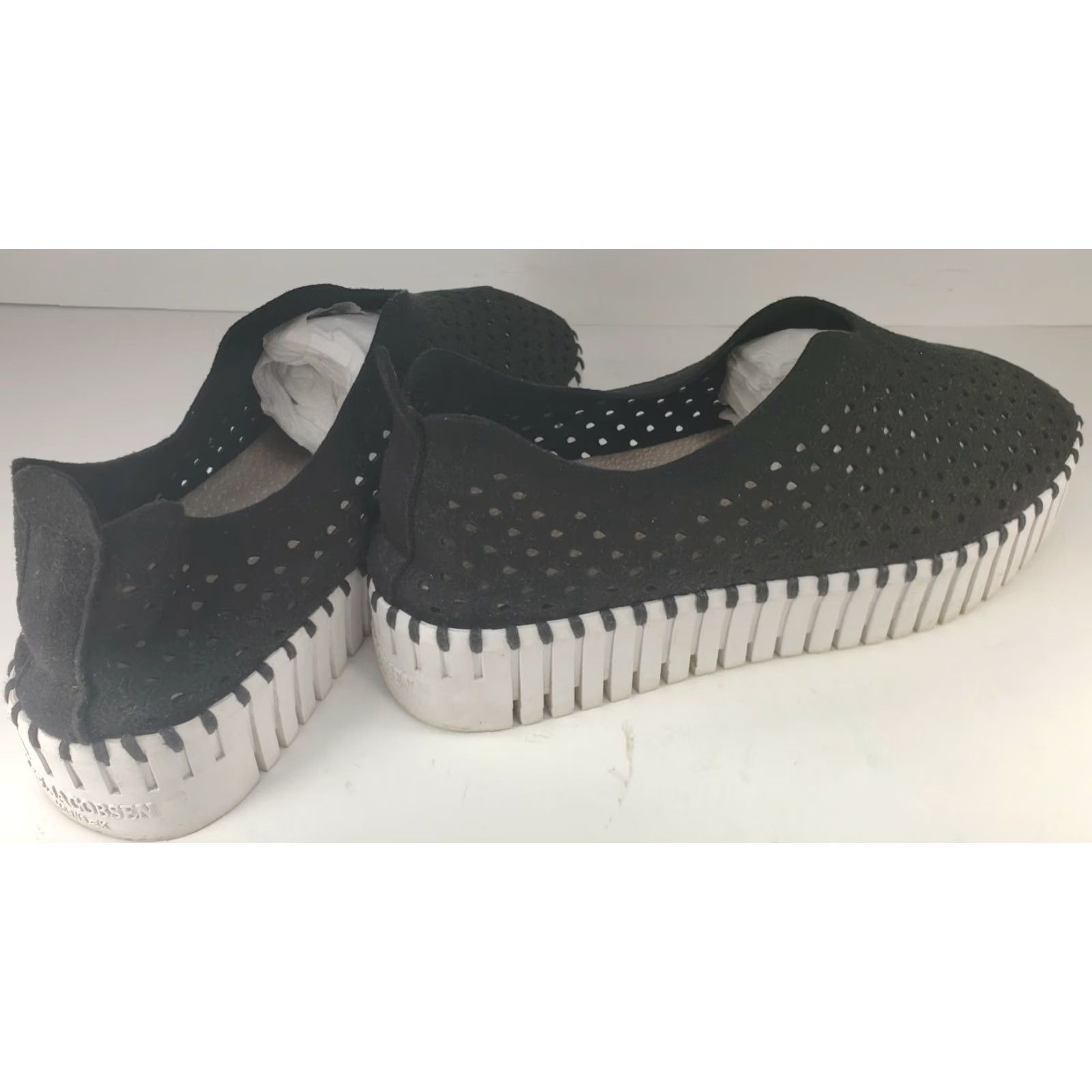 Ilse Jacobsen VINTAGE ILSE JACOBSEN Women's Tulip 3373 PLATFORM Perforated Slip On Black 7-7.5, 38EU Size US 5.5 / IT 35.5 - 4 Thumbnail