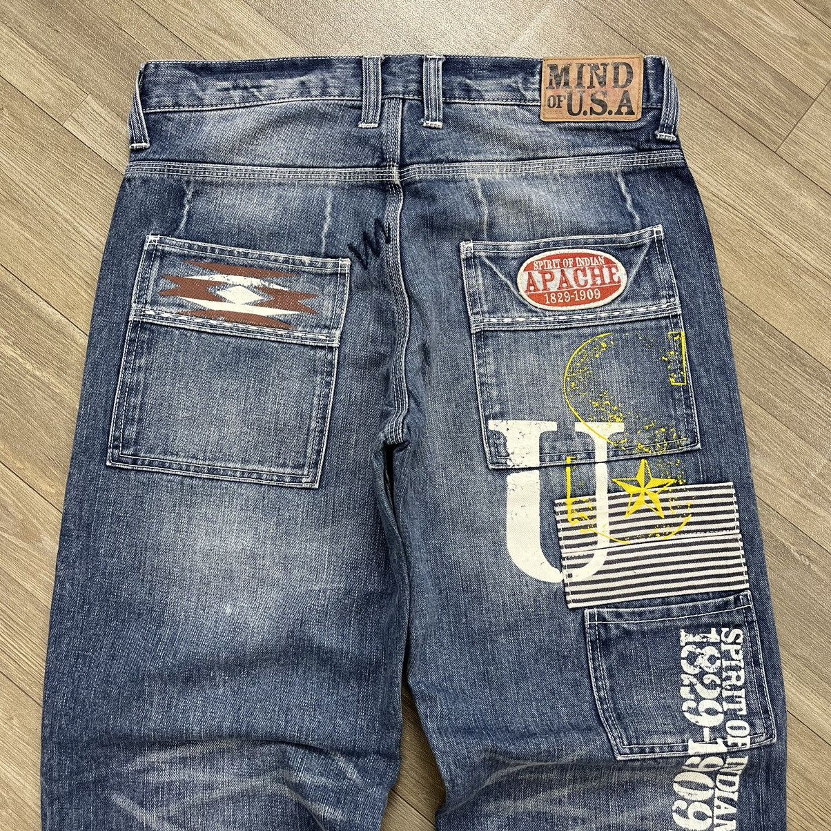 If Six Was Nine × Japanese Brand × Le Grande Bleu (L.G.B.) Mind of USA Distressed Patch Work Double Knee Painted Jeans Size US 32 / EU 48 - 18 Thumbnail