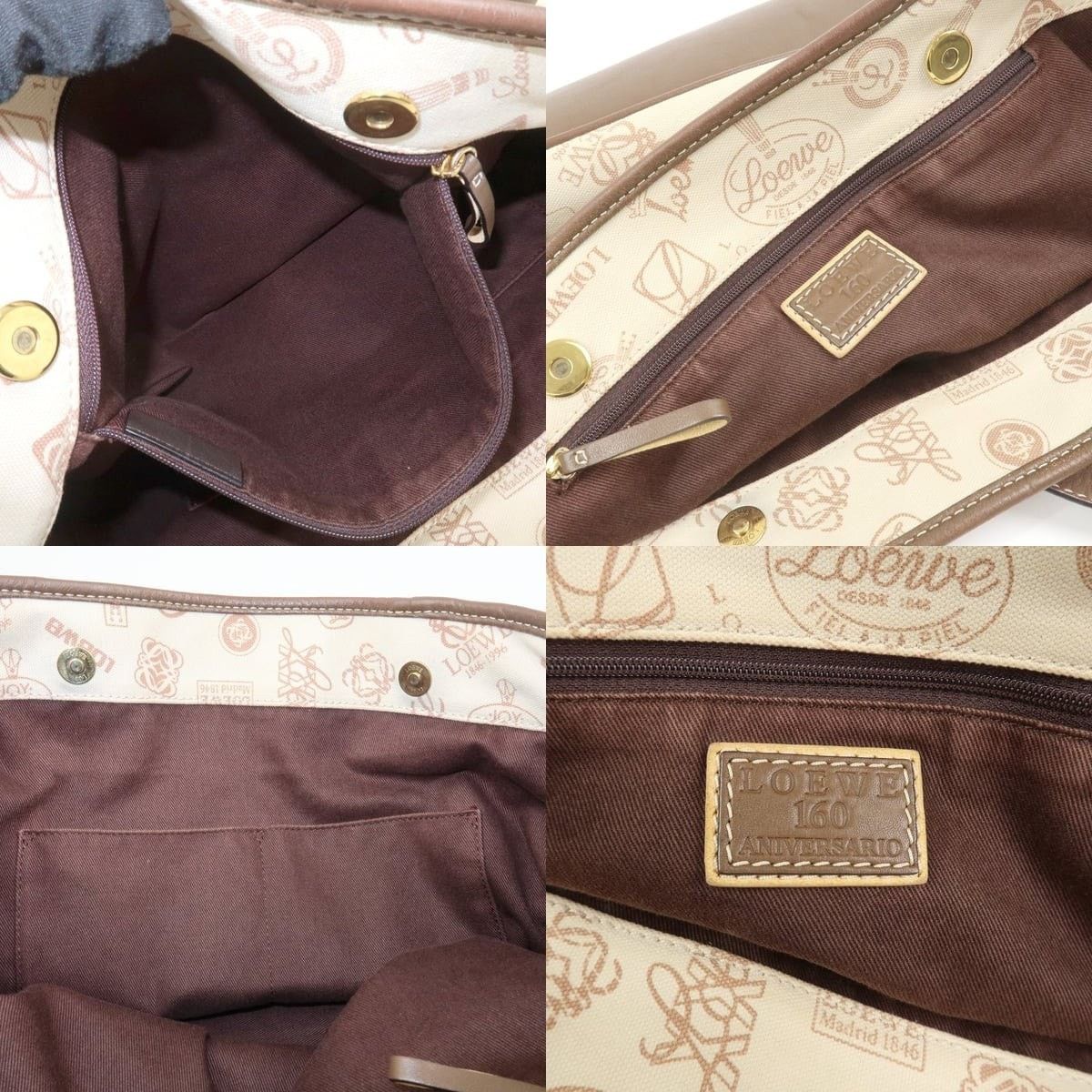 Loewe Loewe Anagram Canvas & Suede Tote Ivory Size ONE SIZE - 7 Thumbnail
