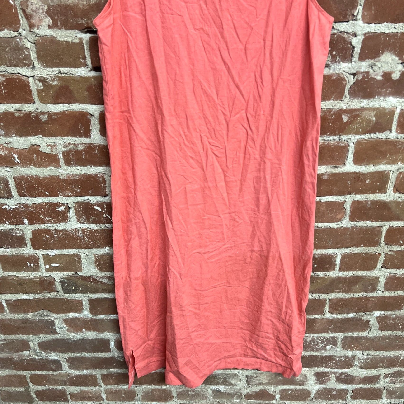Vintage Jane Ashley Ladies Orange Linen Rayon Dress Midi Sleeveless Size M Orange Women Dress 20" Pit to Pit Midi 1970s? Size M / US 6-8 / IT 42-44 - 2 Thumbnail