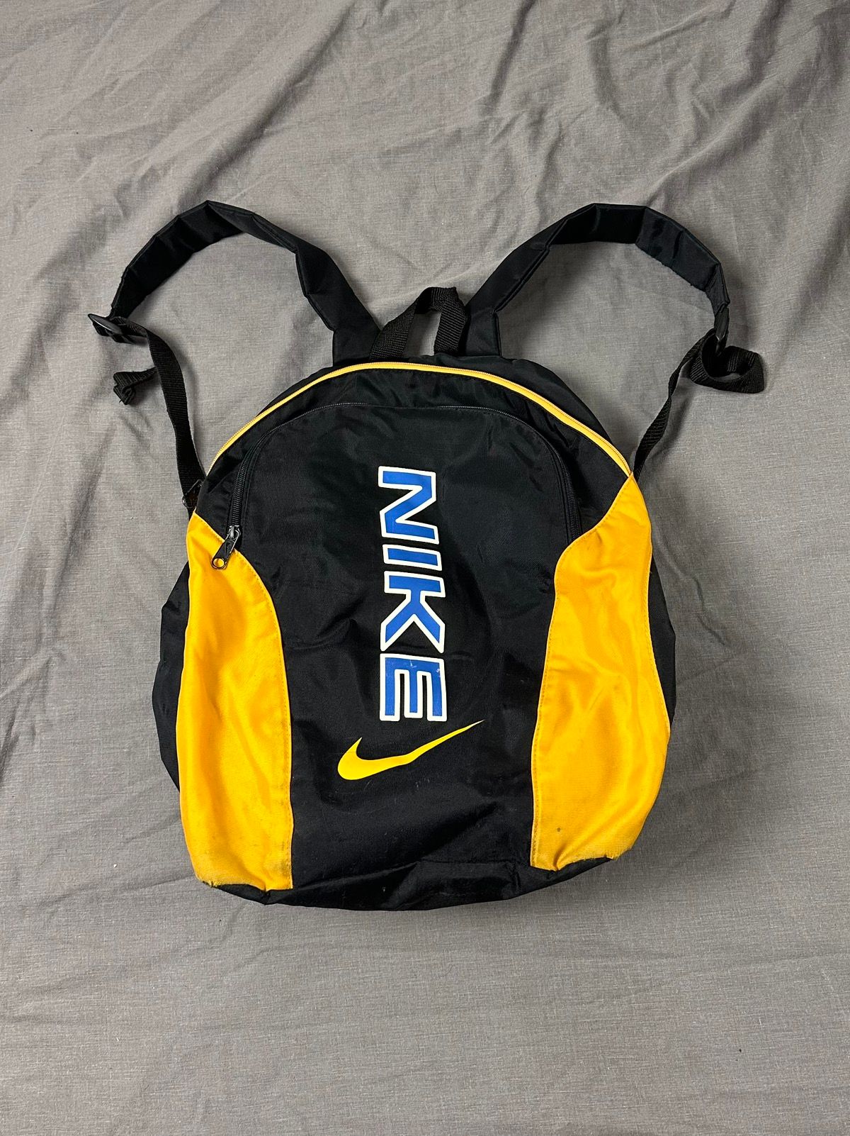 Pre-owned Nike X Vintage Y2k Nike Vintage Backpack Big Logo Swoosh Drill Archive 90's In Black/yellow