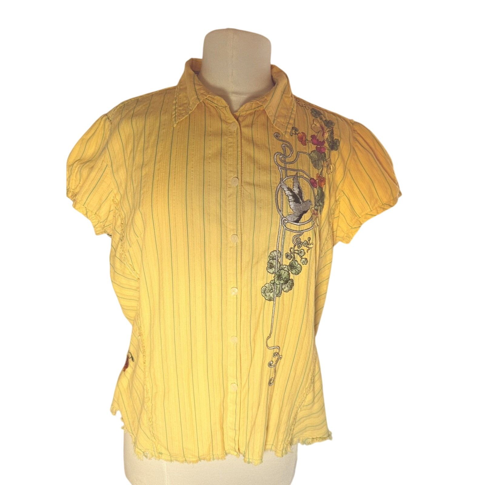 Other 3J Workshop Yellow button down “Amore” embroidered details Size L / US 10 / IT 46 - 1 Thumbnail