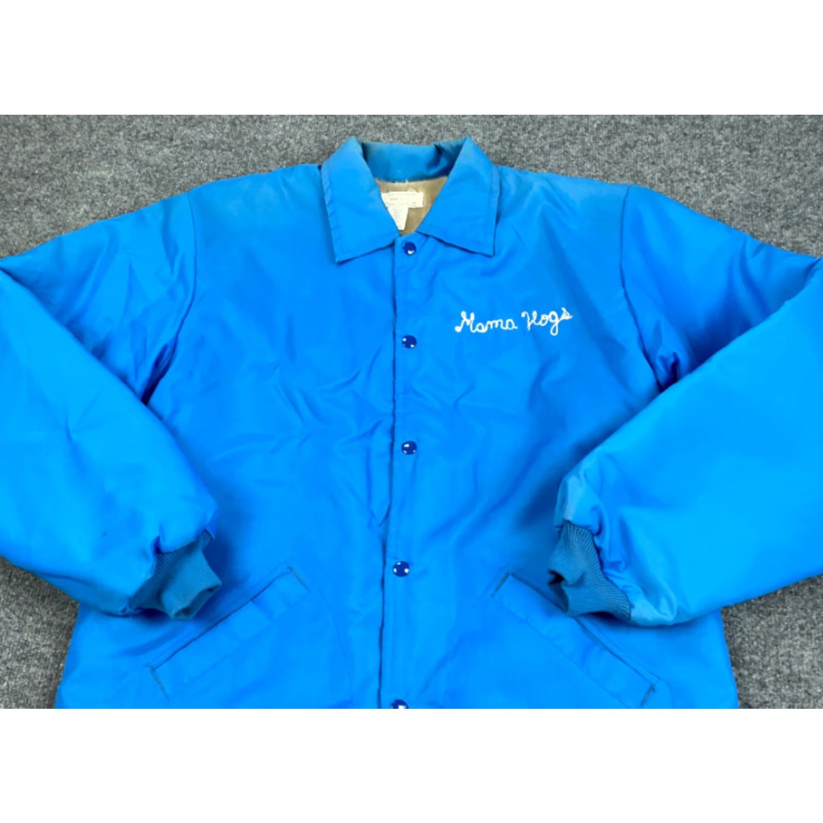 Vintage VINTAGE 80s Michigan Garber Dukes Satin Snap Jacket Adult Large Mama Hogs Embroidered Blue Nylon Shell Lined Polyester F&C Sportswear USA Size US L / EU 52-54 / 3 - 7 Thumbnail