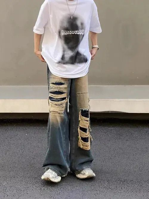 VIBE Retro ripped distressed draped jeans Size US 32 / EU 48 - 1 Thumbnail