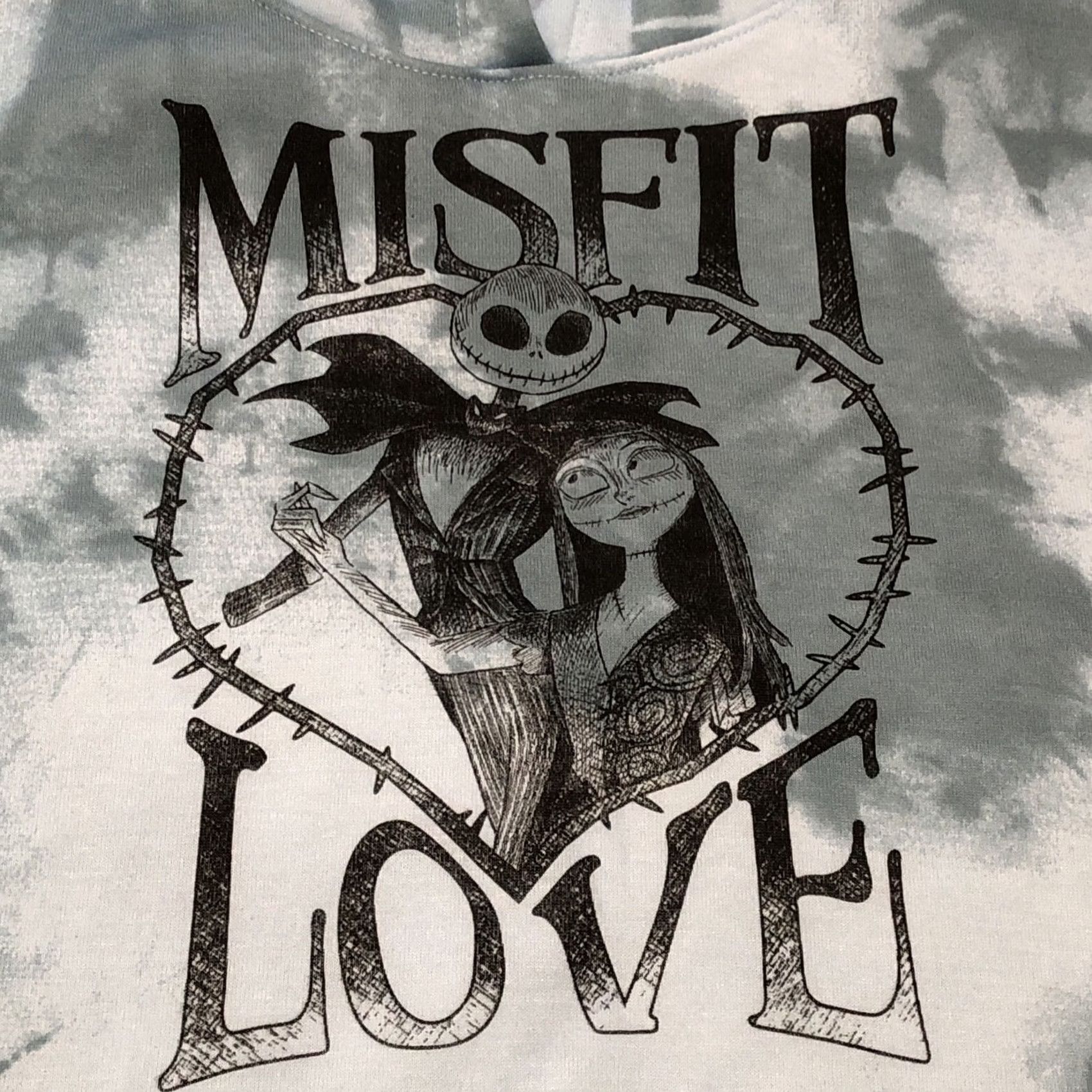 Disney VINTAGE Light Blue NIGHTMARE BEFORE CHRISTMAS Misfit Love HOODIE~JUNIOR Sizes~NEW Small Size S / US 4 / IT 40 - 2 Thumbnail