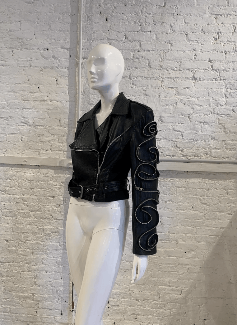 Vintage Vintage 1980s/90s Helen Storey Leather Biker Zip Jacket Size M / US 6-8 / IT 42-44 - 2 Thumbnail