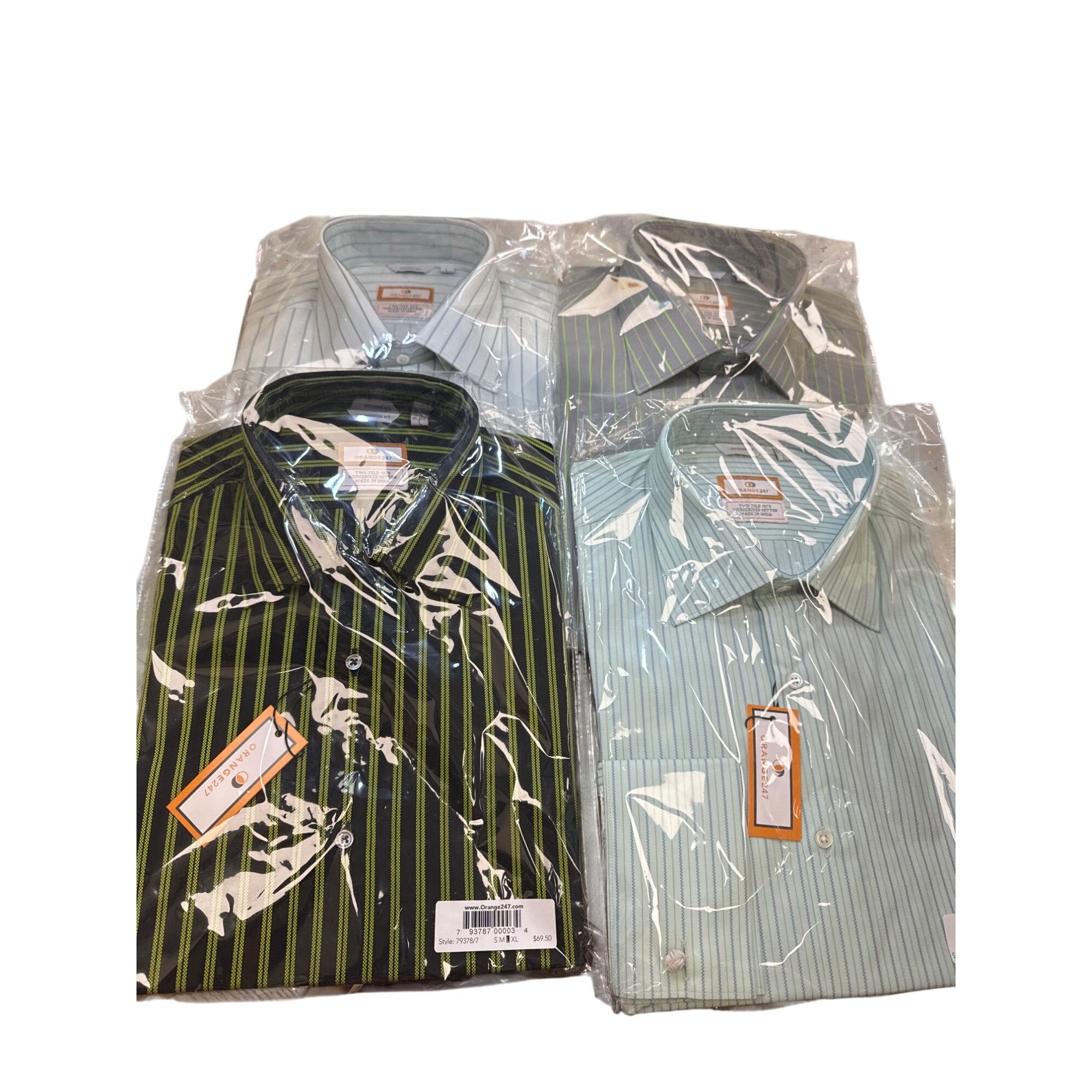 Designer Orange247 Mens Long Sleeve Button Down Pinstriped Shirts Set Size US L / EU 52-54 / 3 - 1 Thumbnail