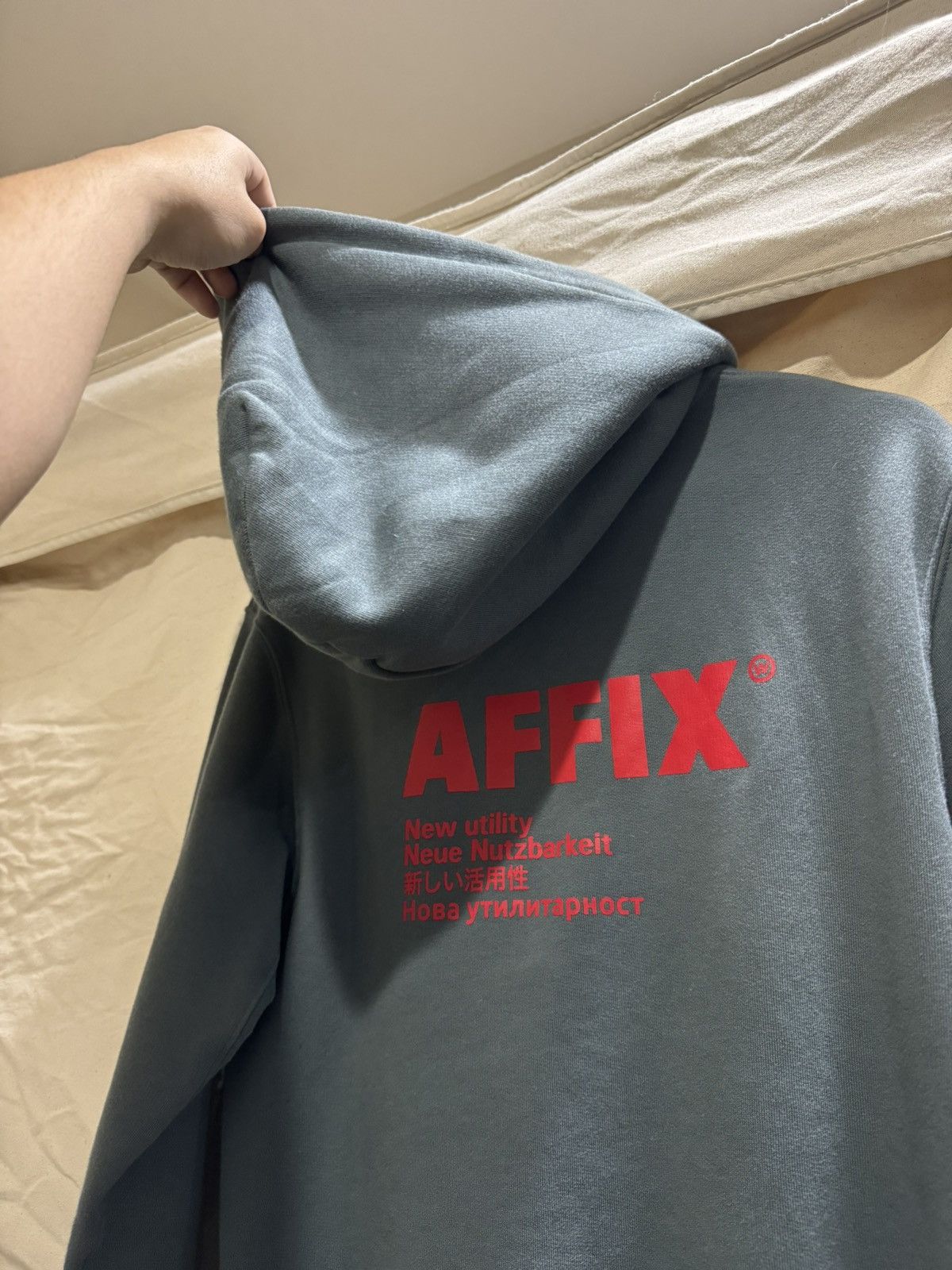 AFFXWRKS × Kiko Kostadinov Affxwrks Affix Grey Logo Print Hoodie XS Size US XS / EU 42 / 0 - 4 Thumbnail