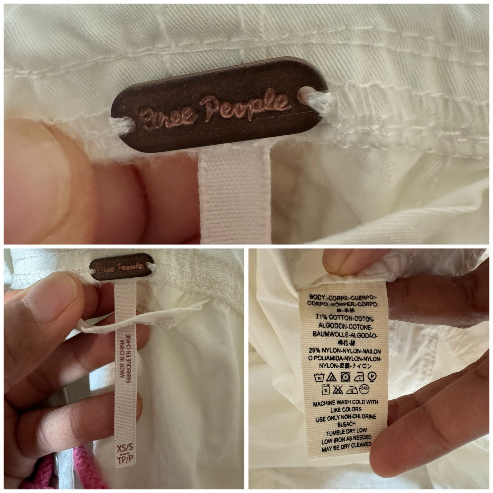 Free People Free People White Pink Lace up Poplin Pullover Hoodie XS/S Size S / US 4 / IT 40 - 7 Thumbnail