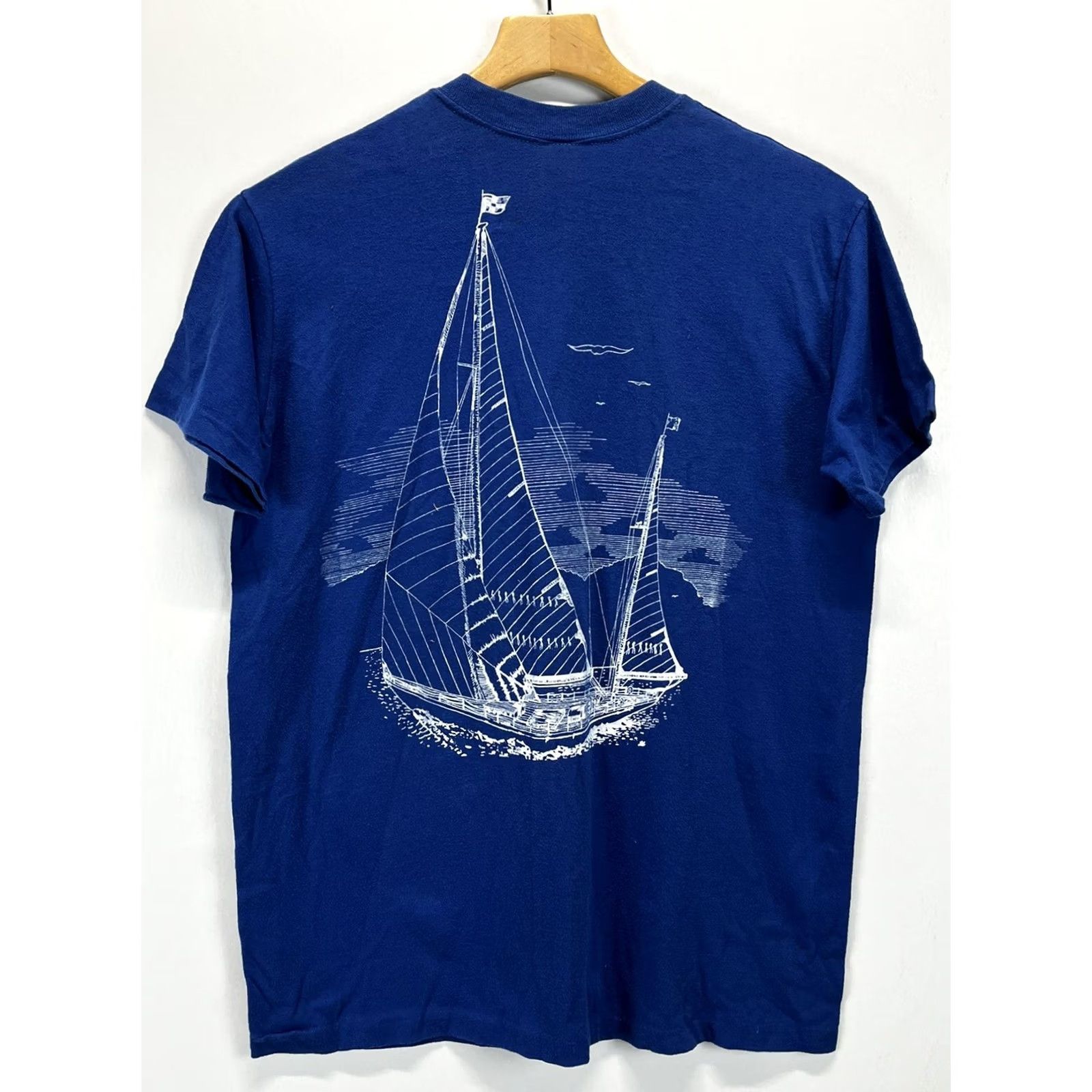 Vintage VINTAGE Stedman Florida Keys T-Shirt Mens XL Blue Crew Neck Short Sleeve Single Stitch Made USA 80s Sailing Boating Graphics GUC Size US XL / EU 56 / 4 - 3 Thumbnail
