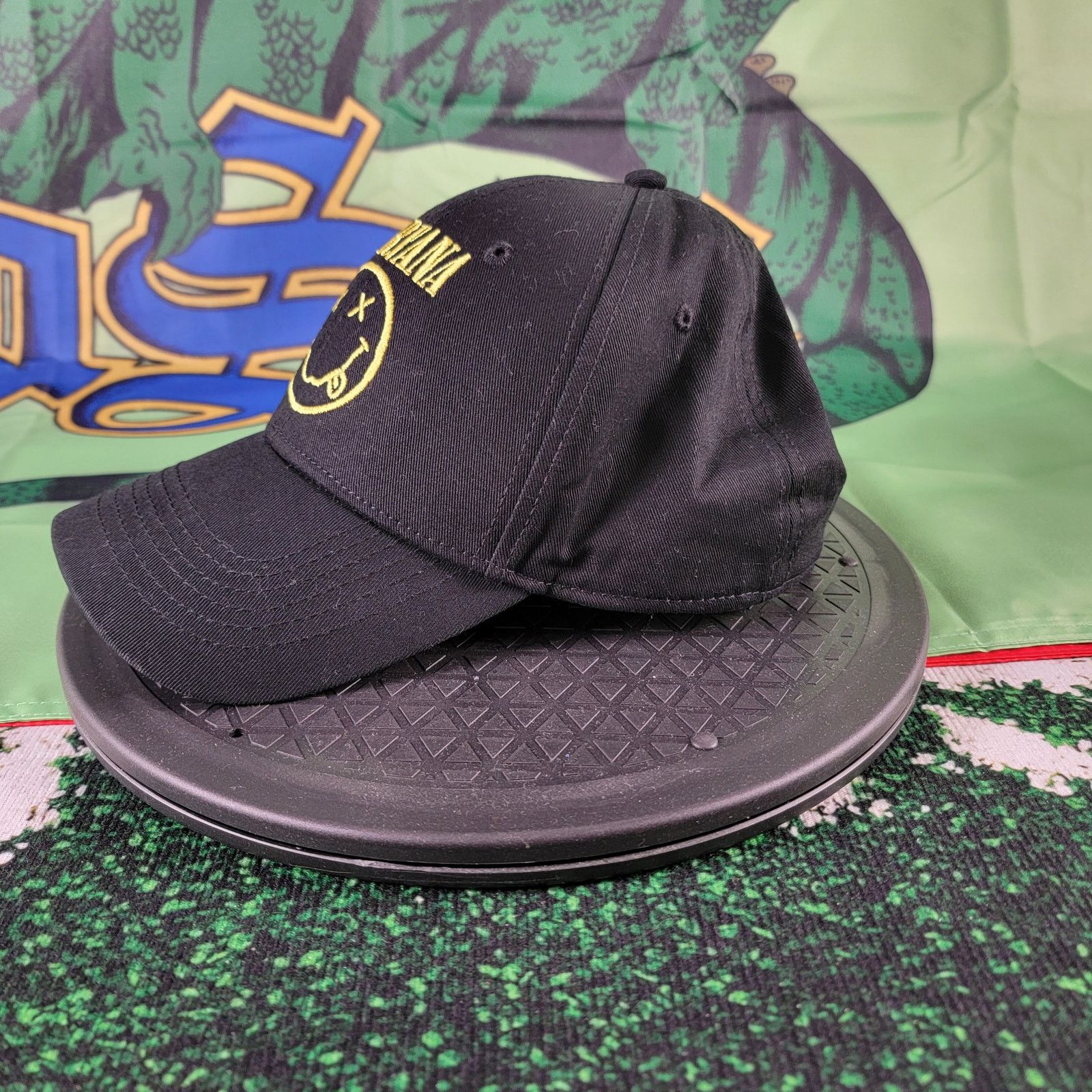 Nirvana Nirvana Cap Black w Yellow Smiley Face Logo OSFA Size ONE SIZE - 2 Thumbnail