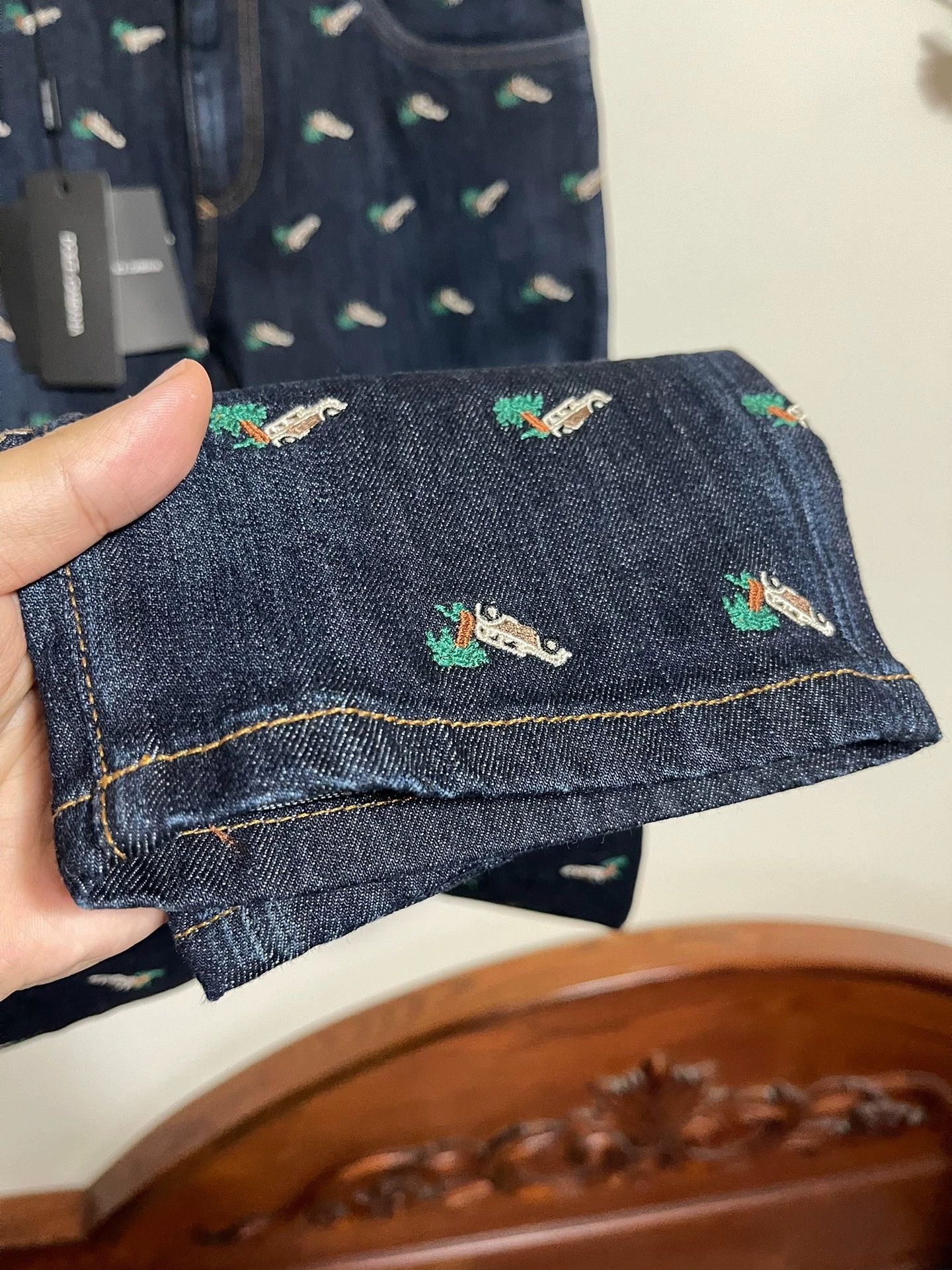 Dolce & Gabbana Dolce&Gabbana Slim Embroidered Jeans Size 50 Deep Blue Size US 34 / EU 50 - 4 Thumbnail