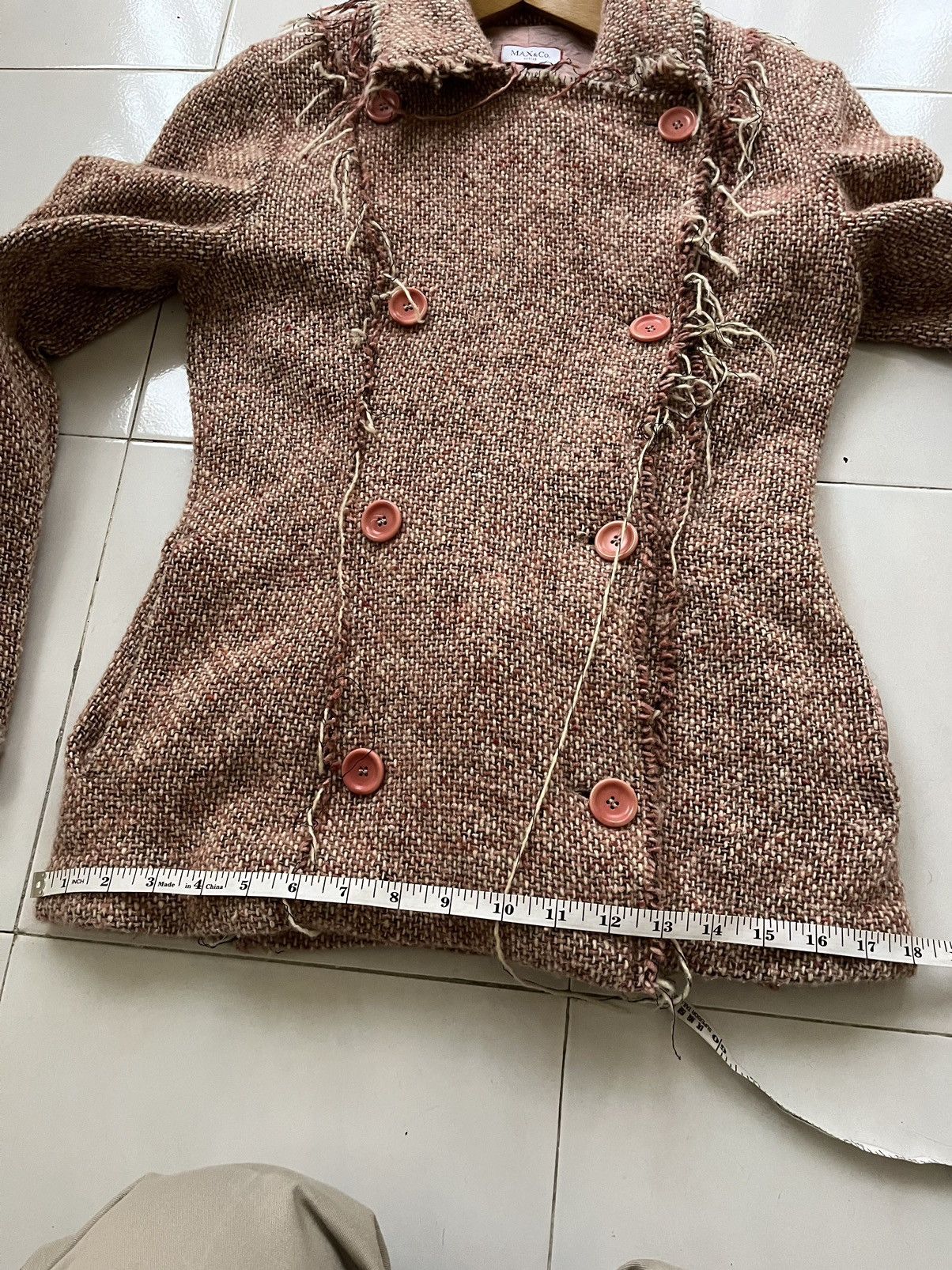 MAX&Co. × Max Mara Rare 💥 Max & Co by Max Mara Tweed Coat Size XS / US 0-2 / IT 36-38 - 10 Thumbnail